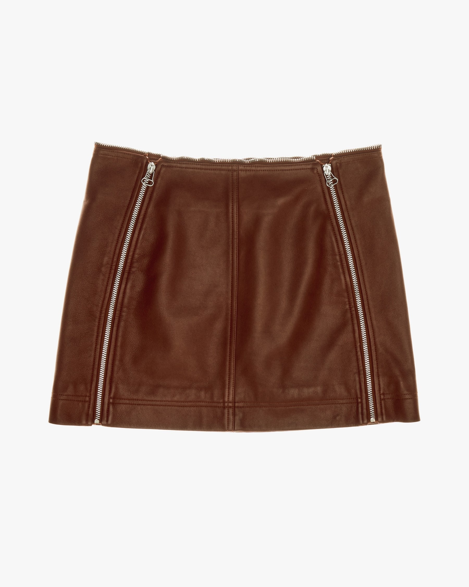 LEATHER ZIP MINI SKIRT - 1
