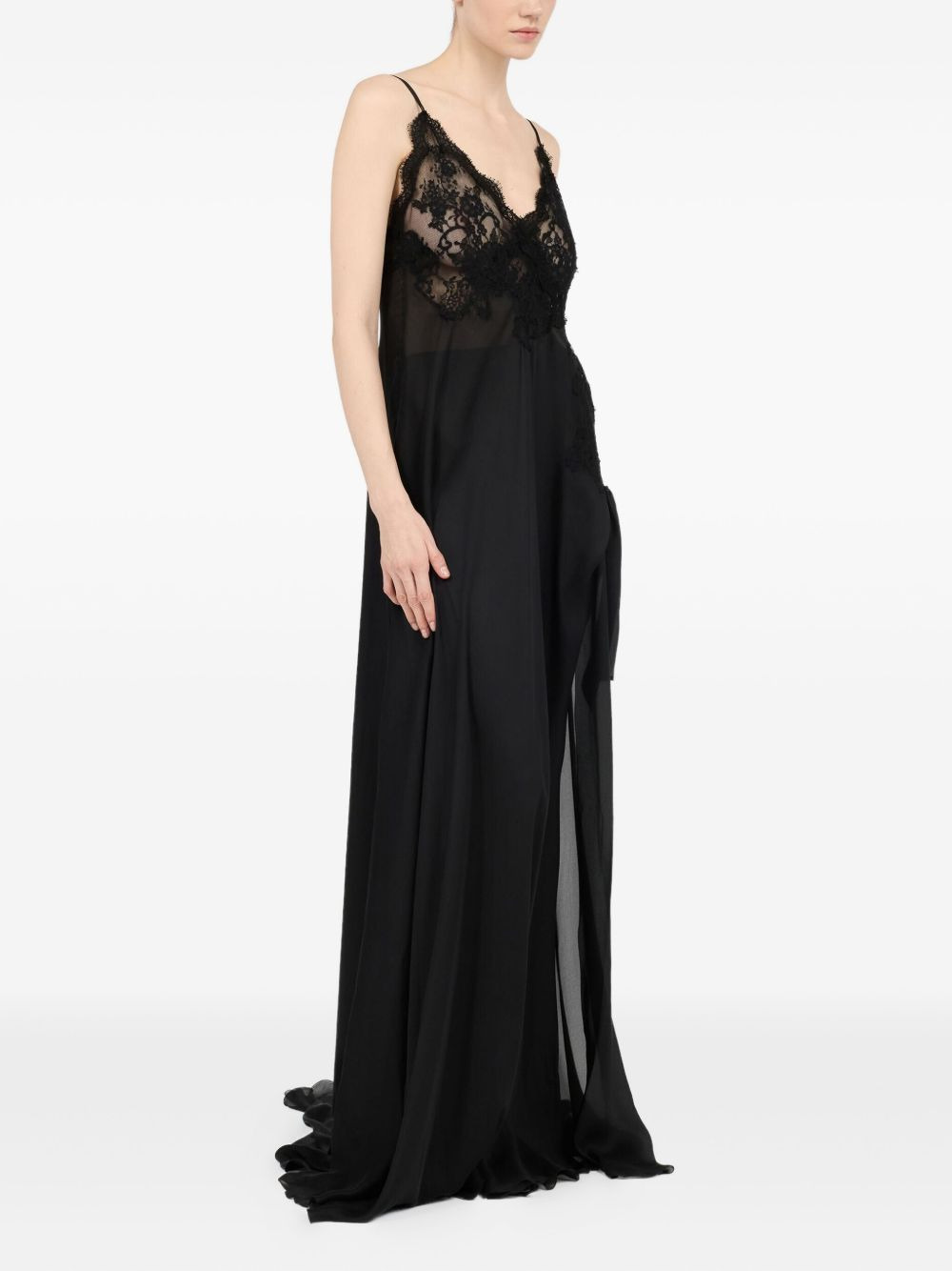 lace-panelled silk maxi evening dress - 3