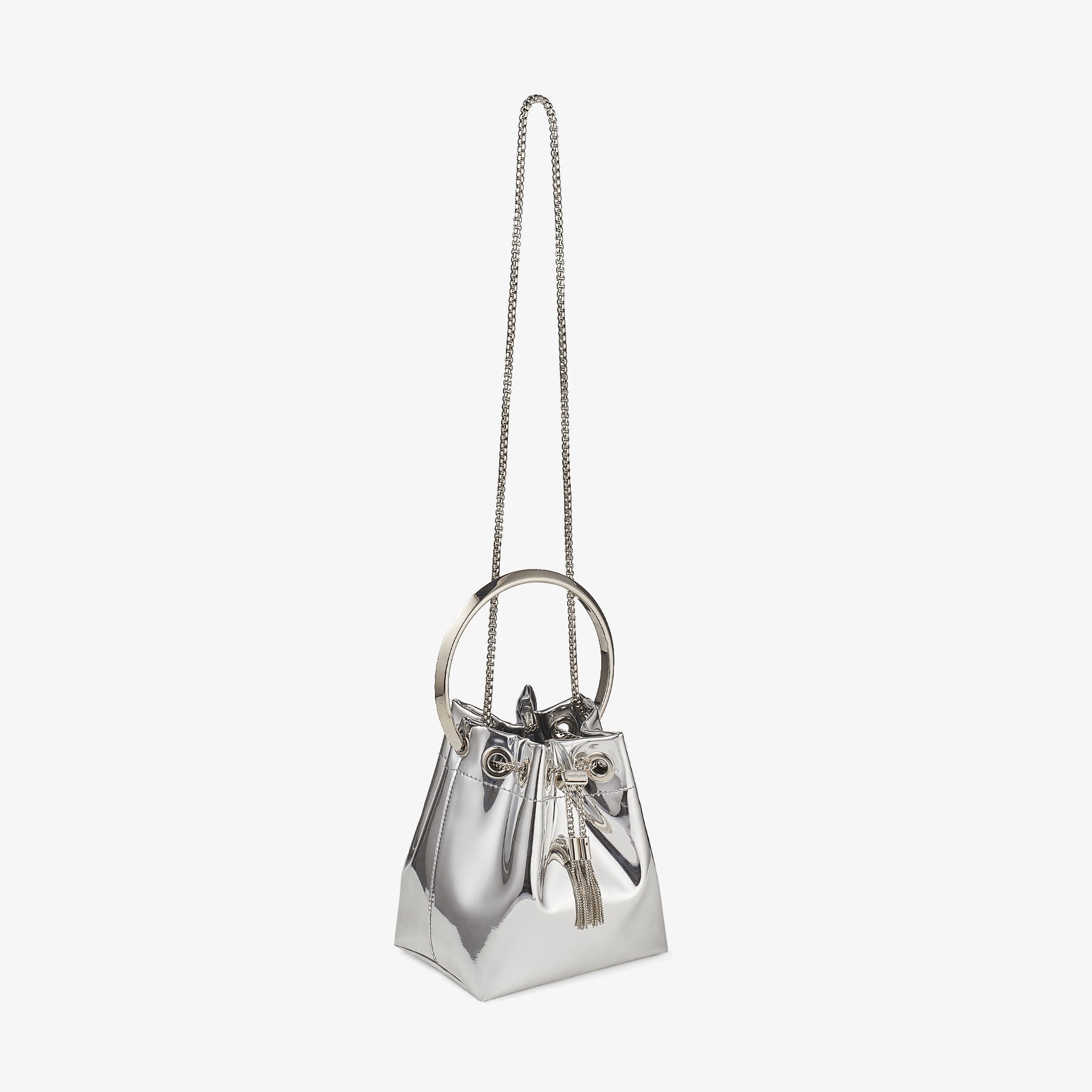 Bon Bon
Silver Mirror Fabric Mini Bag with Metal Handle - 6