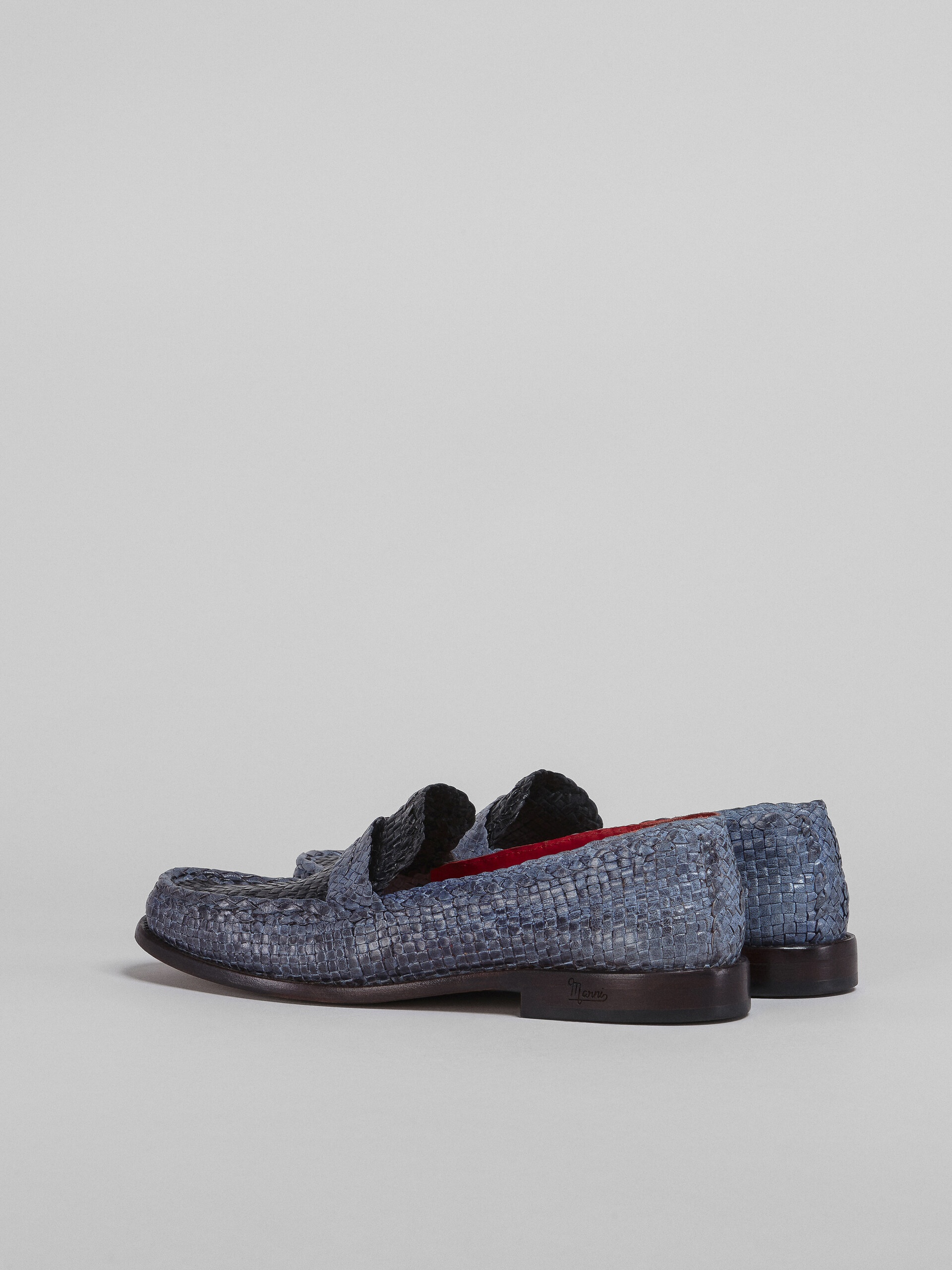 BLACK AND BLUE WOVEN LEATHER MOCCASIN - 3