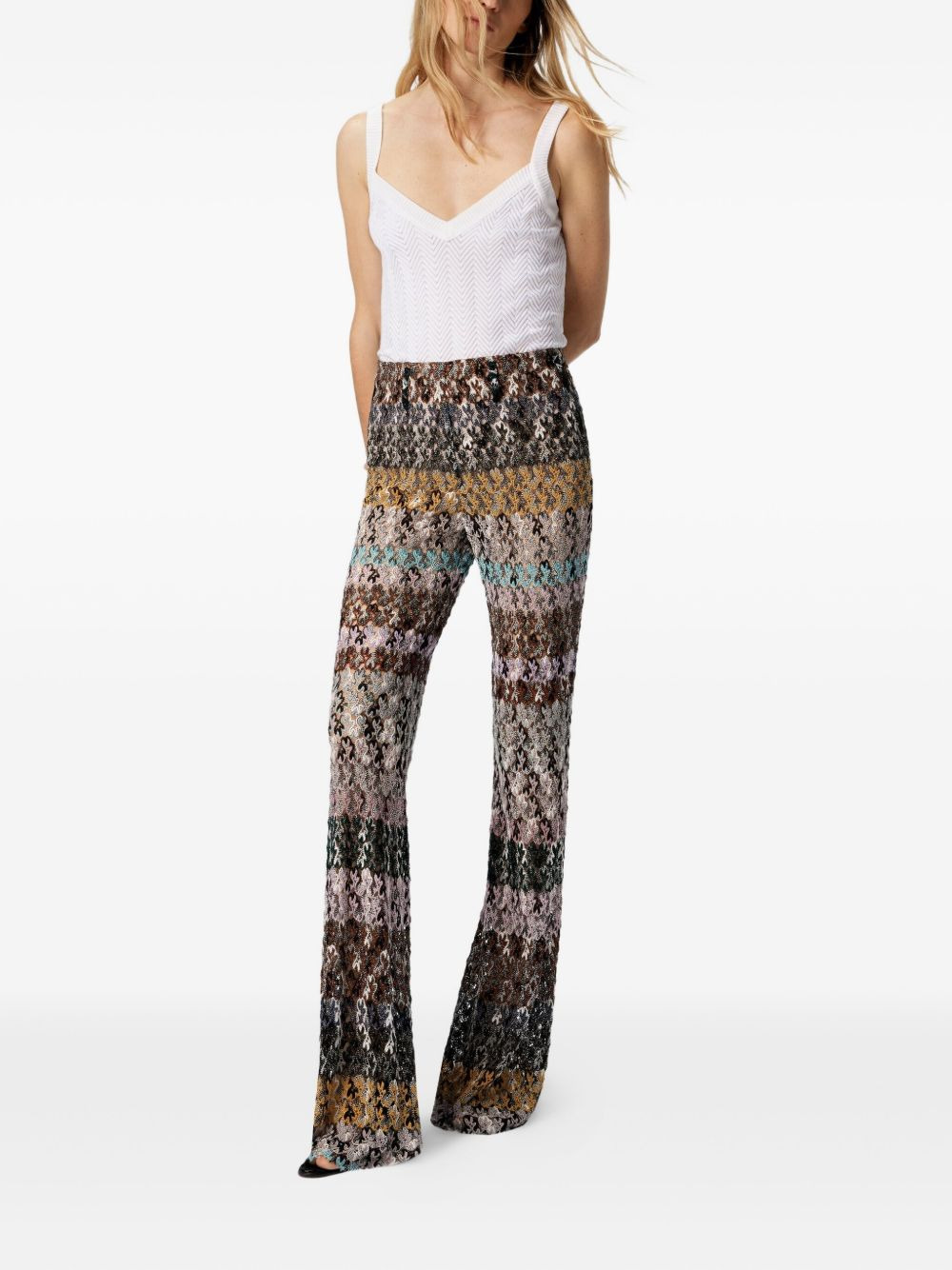 striped flared trousers - 2