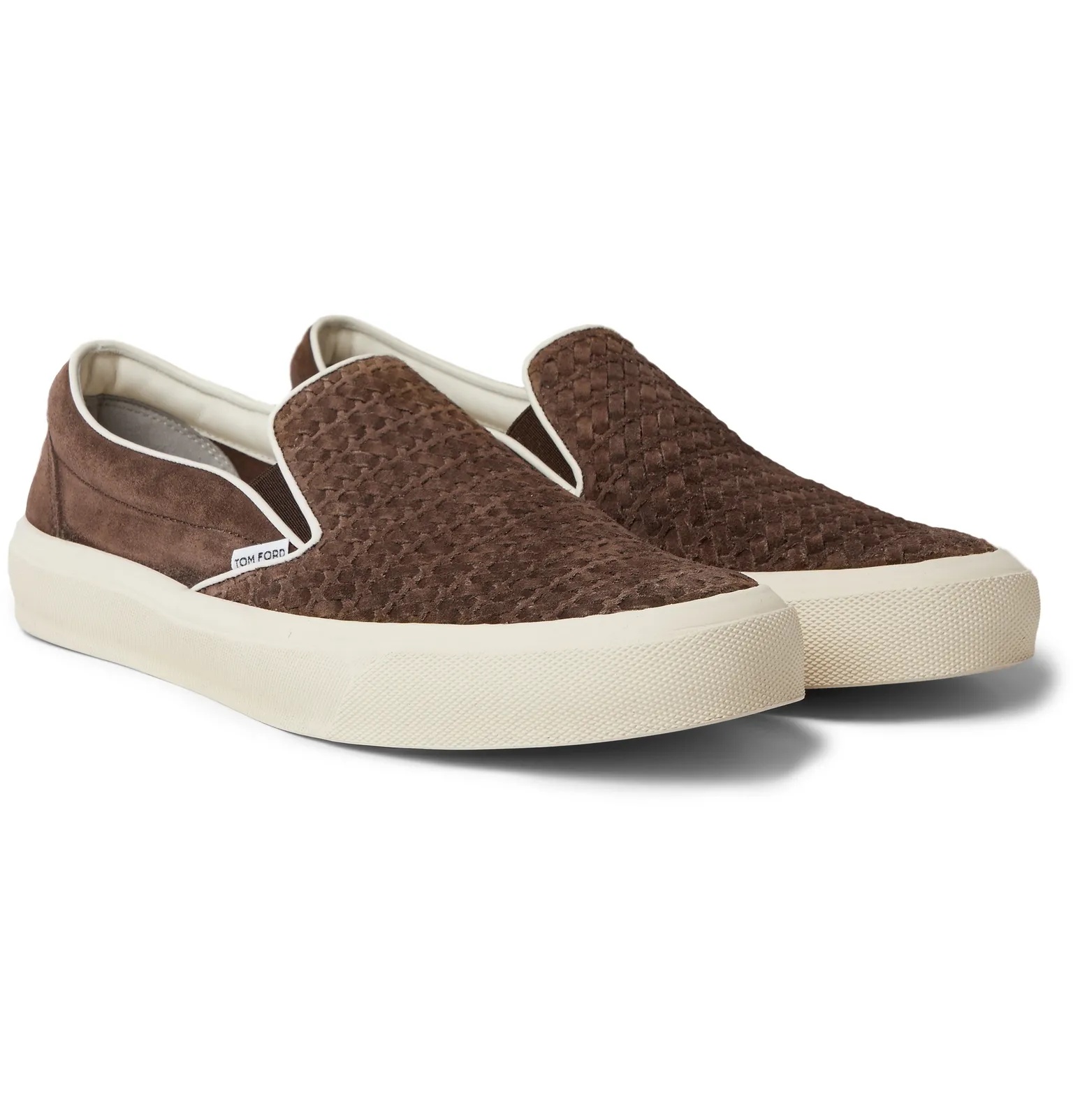 Cambridge Leather-Trimmed Woven Suede Slip-On Sneakers - 2