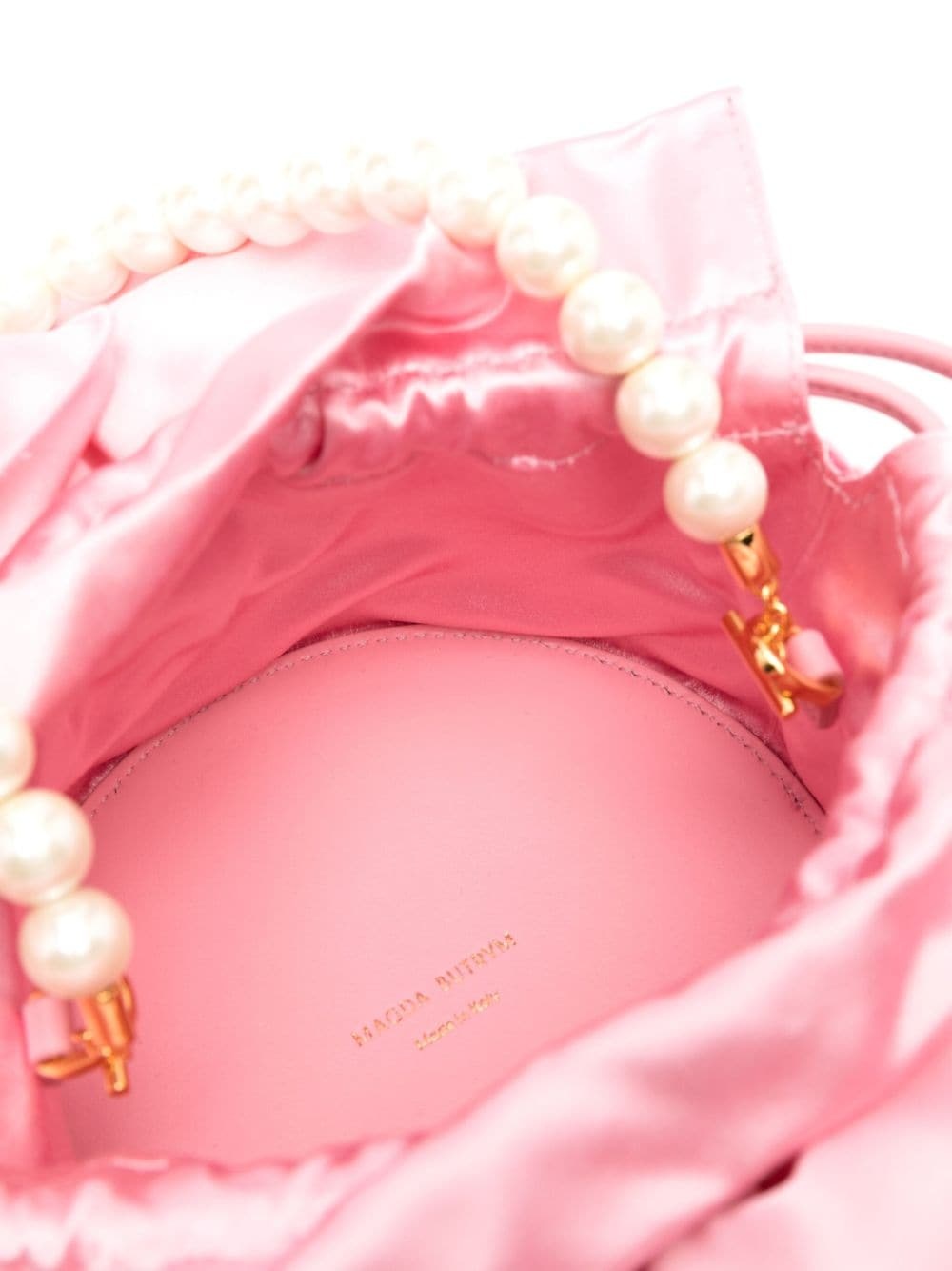 rose-appliquÃ© satin bucket bag - 5