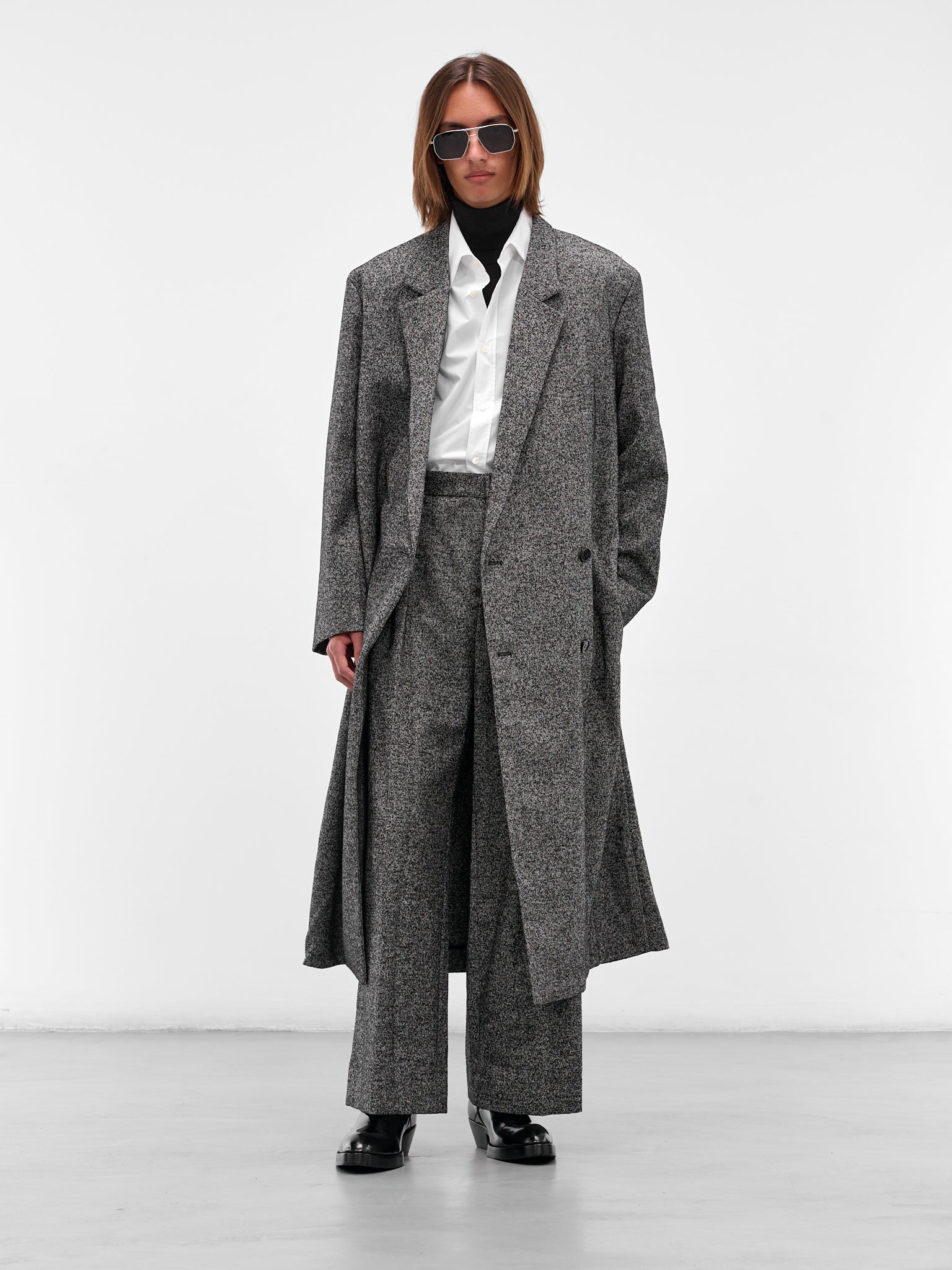 Gray Twill Double-Breasted Coat - 6