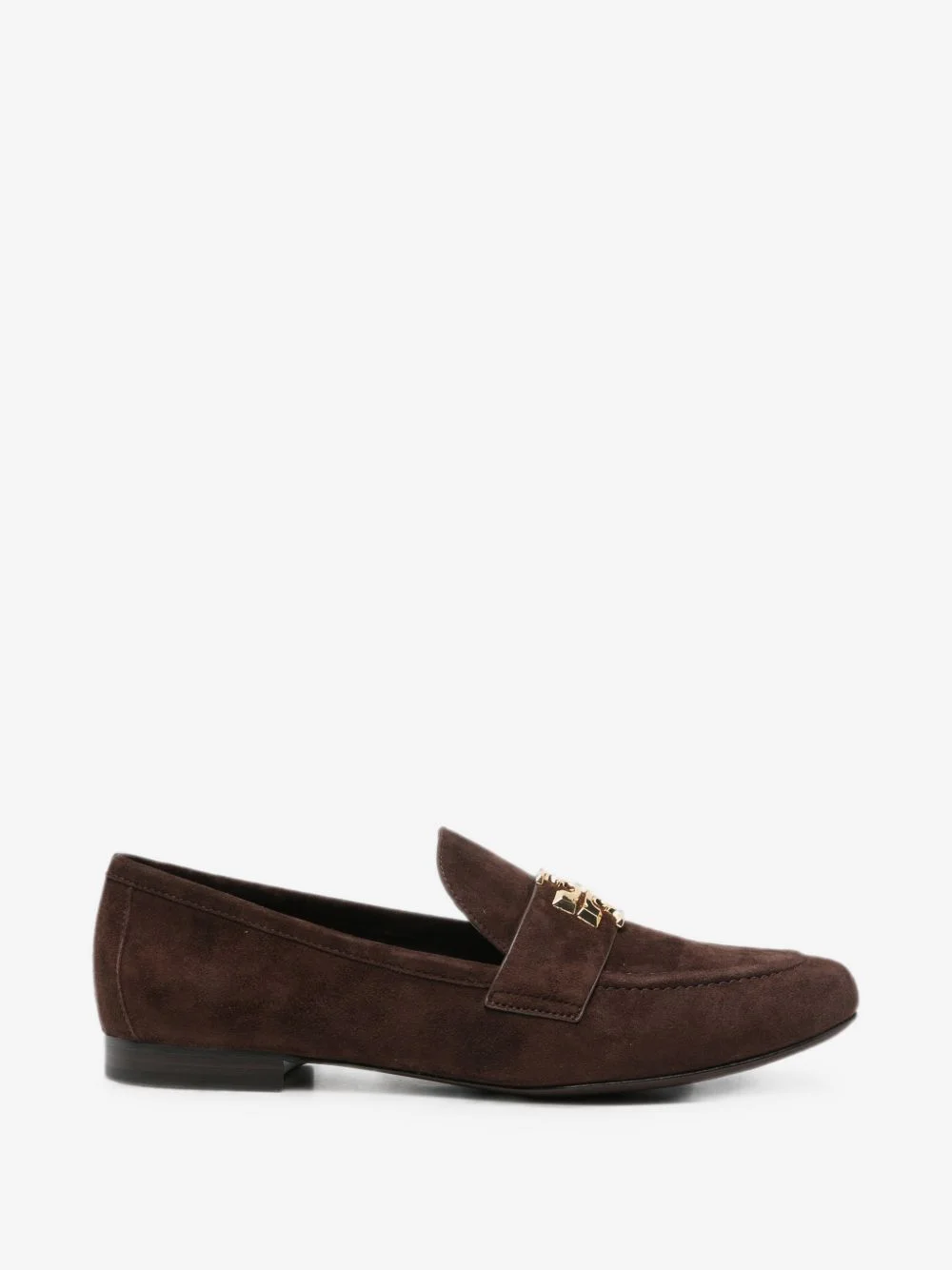 logo-plaque suede loafers - 1
