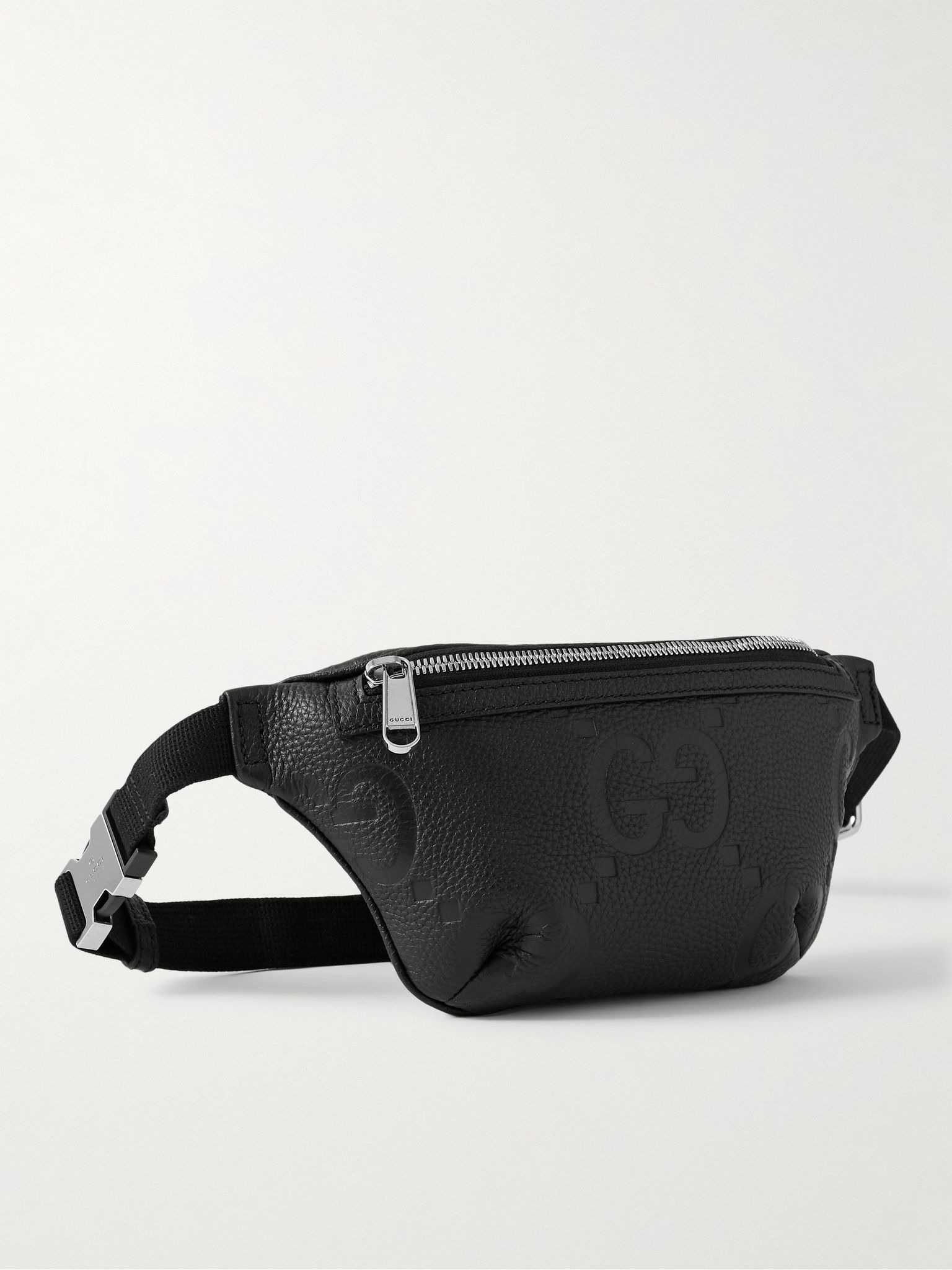 Logo-Debossed Full-Grain Leather Belt Bag Black - 1