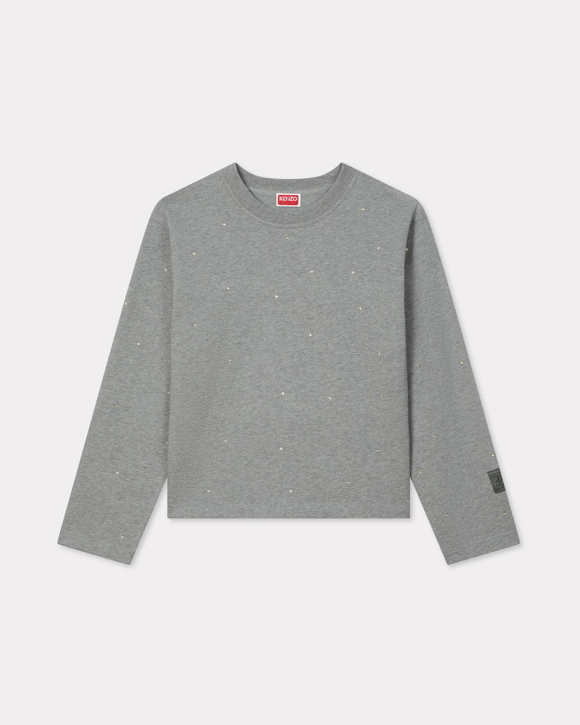 'KENZO Elephant Logo' strass embroidered long sleeve T-shirt - 1