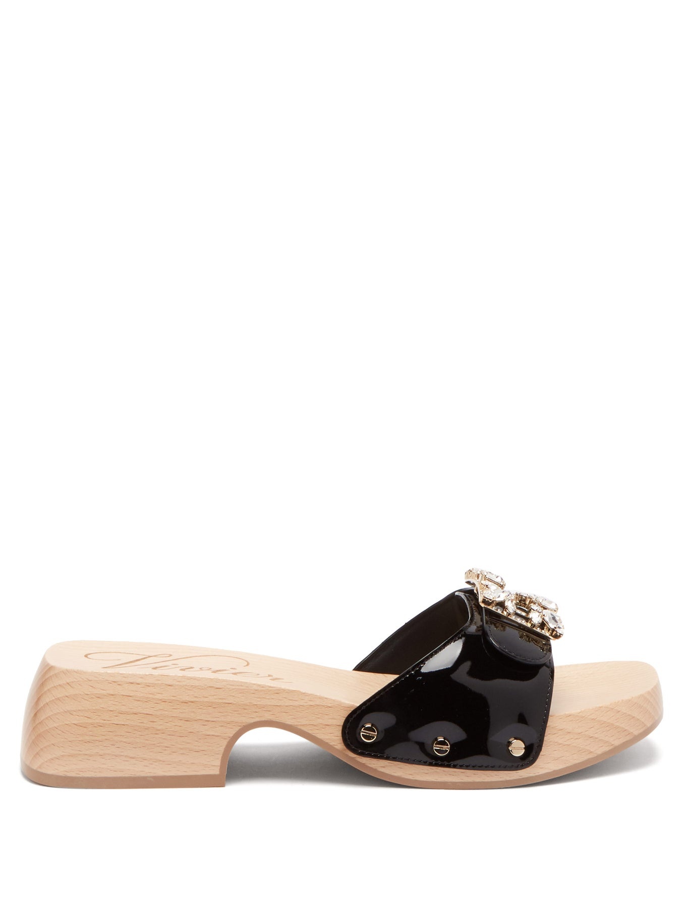 Viv patent-leather clog slides - 1