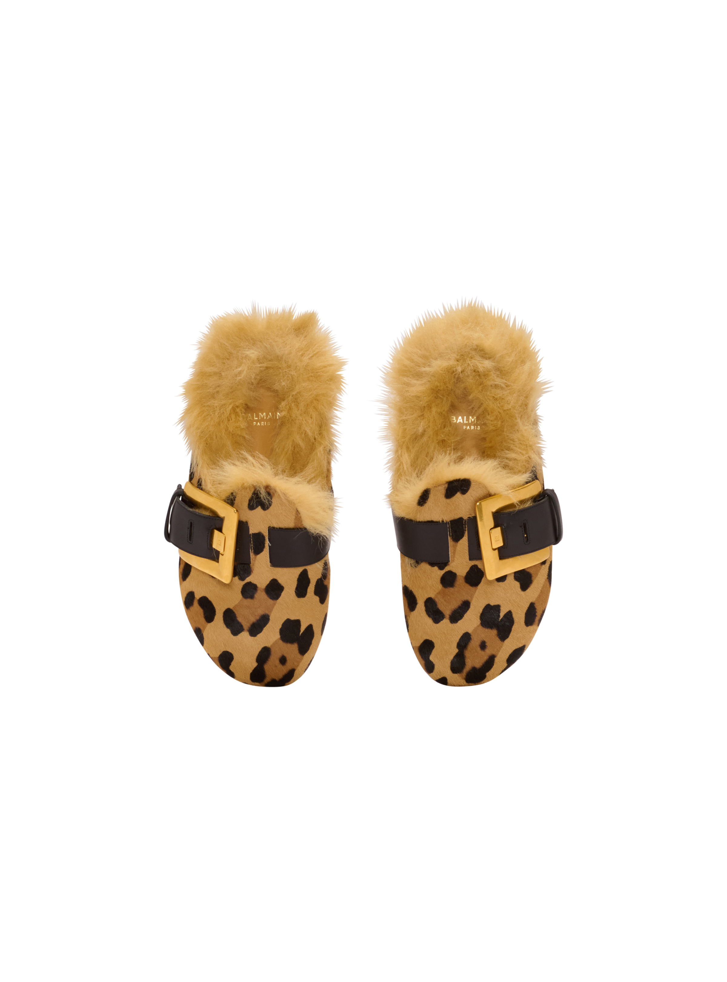 Anthem leopard print ponyskin leather and faux fur mules - 3