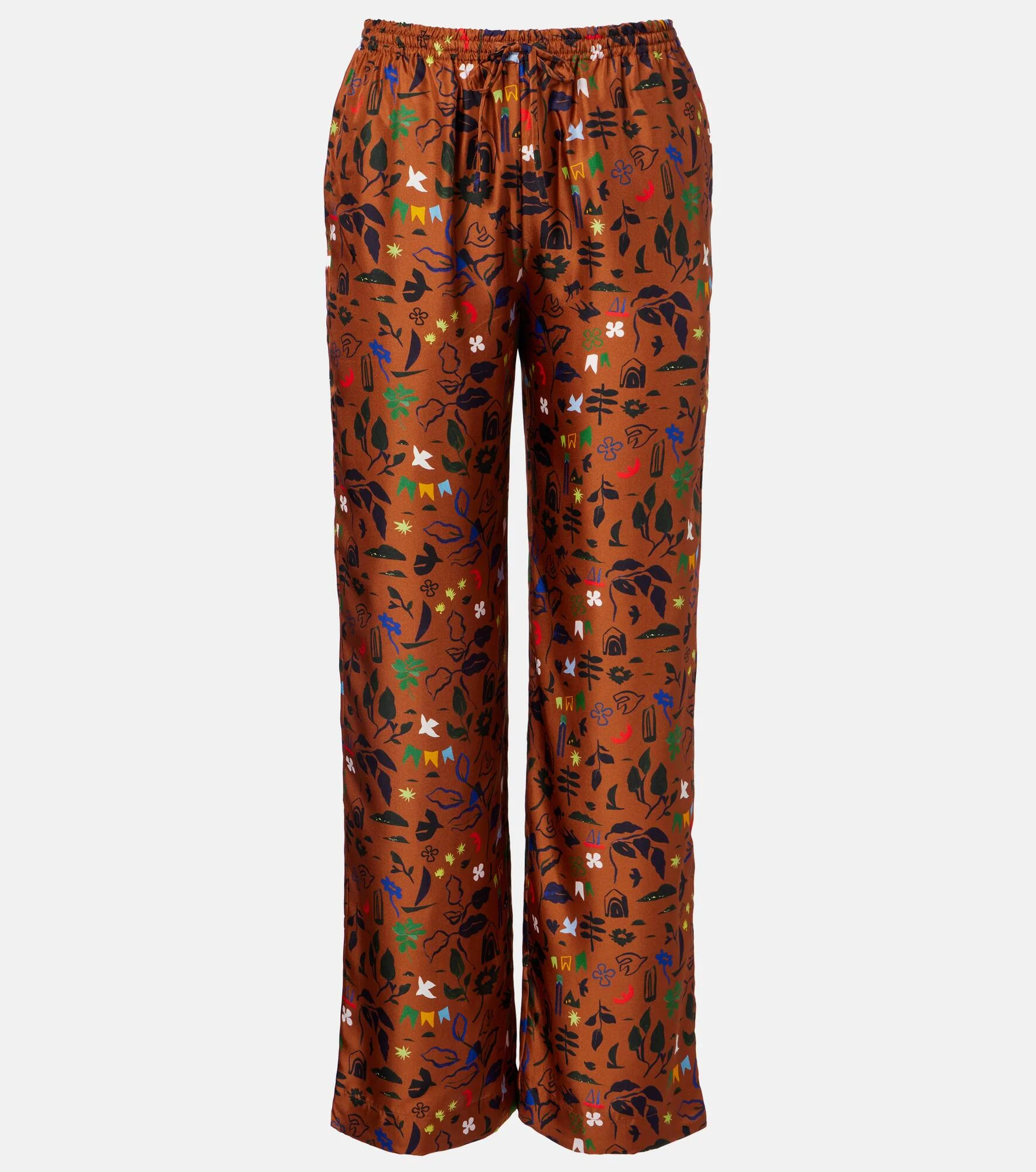 Aurelia printed silk twill wide-leg pants - 1