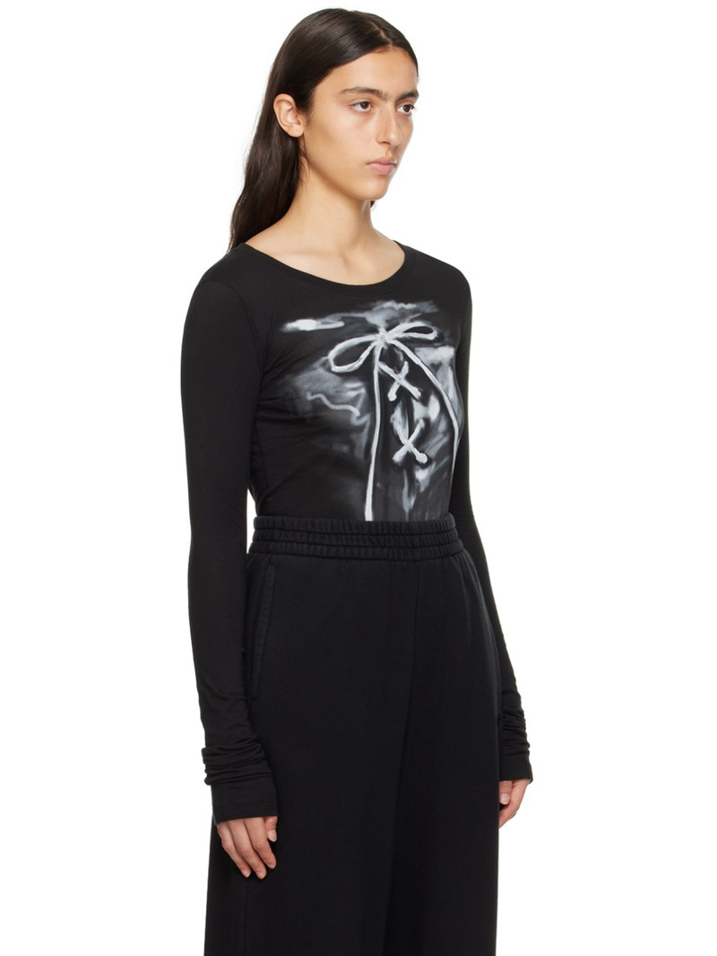 We11done Black Ribbon Long Sleeve T-Shirt outlook