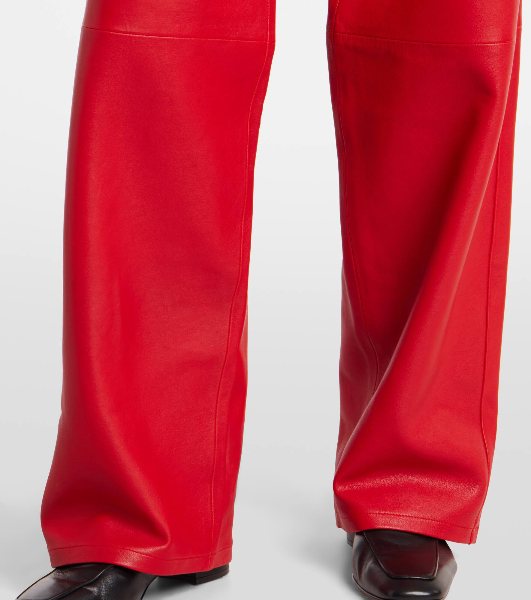 High-rise leather wide-leg pants - 6
