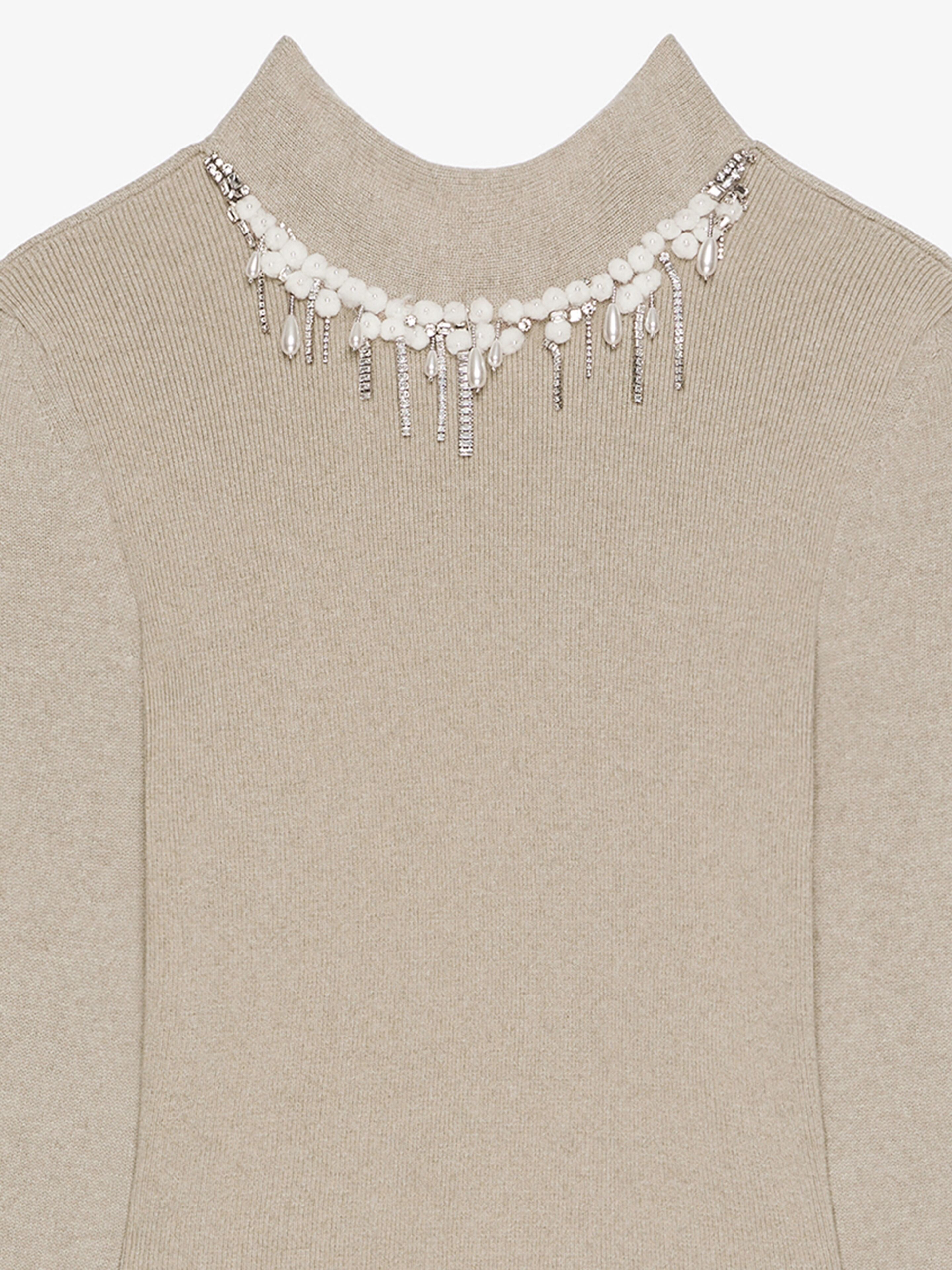 DRESS IN WOOL AND CASHMERE WITH CRYSTALS AND PEARLS - 2