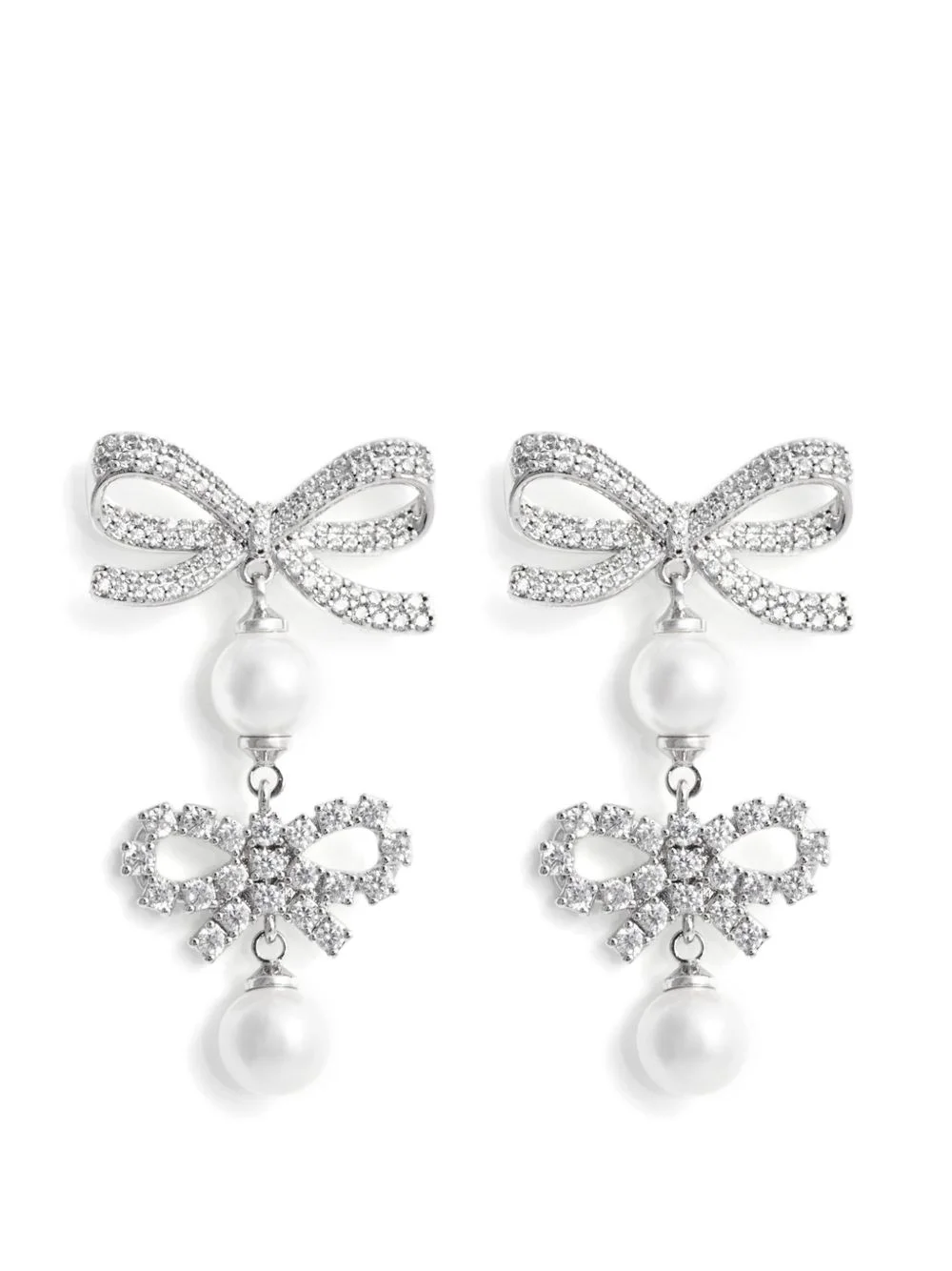 double-bow pearl earrings - 1