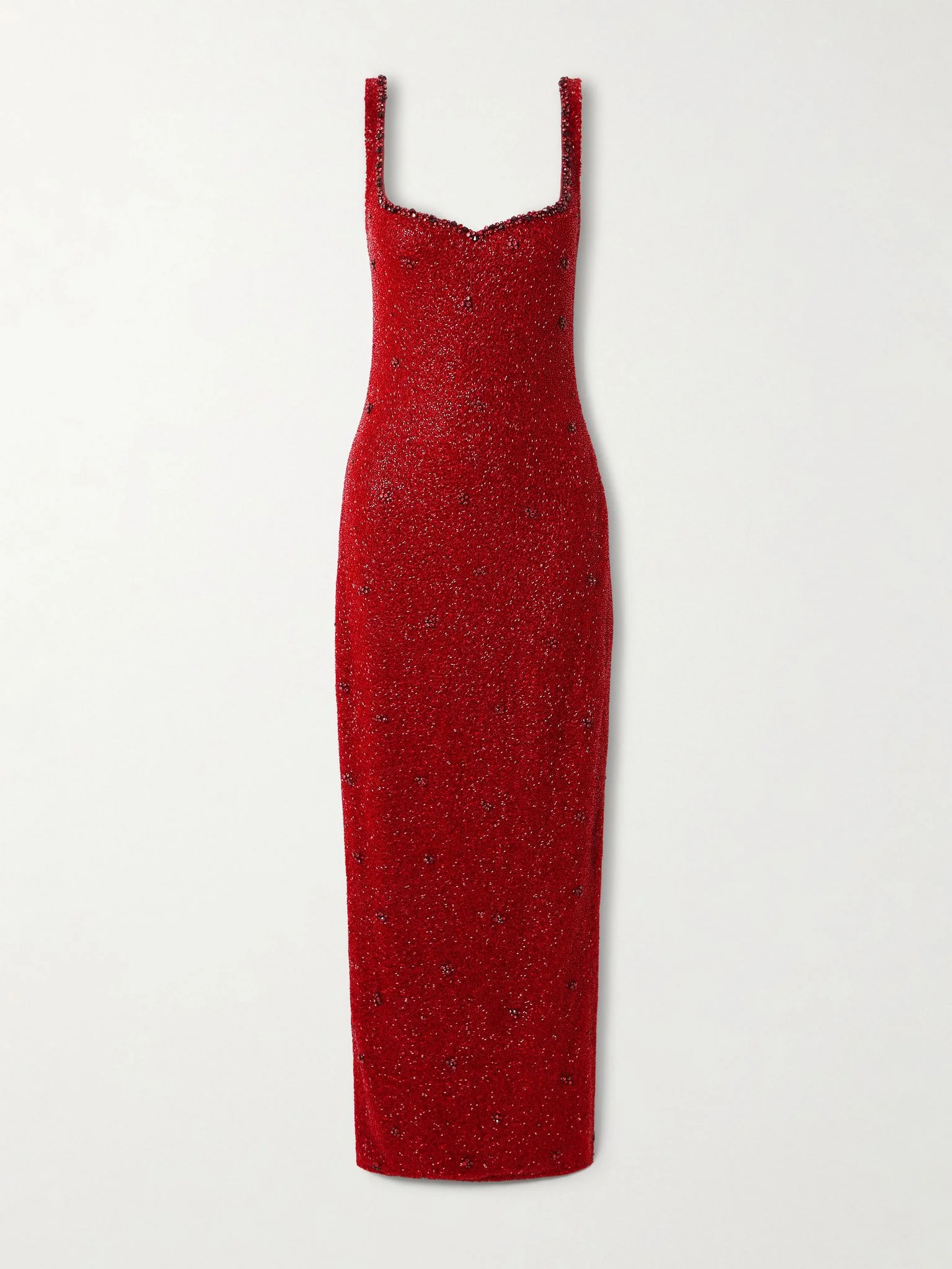 Sophia embellished stretch-mesh gown Red - 1