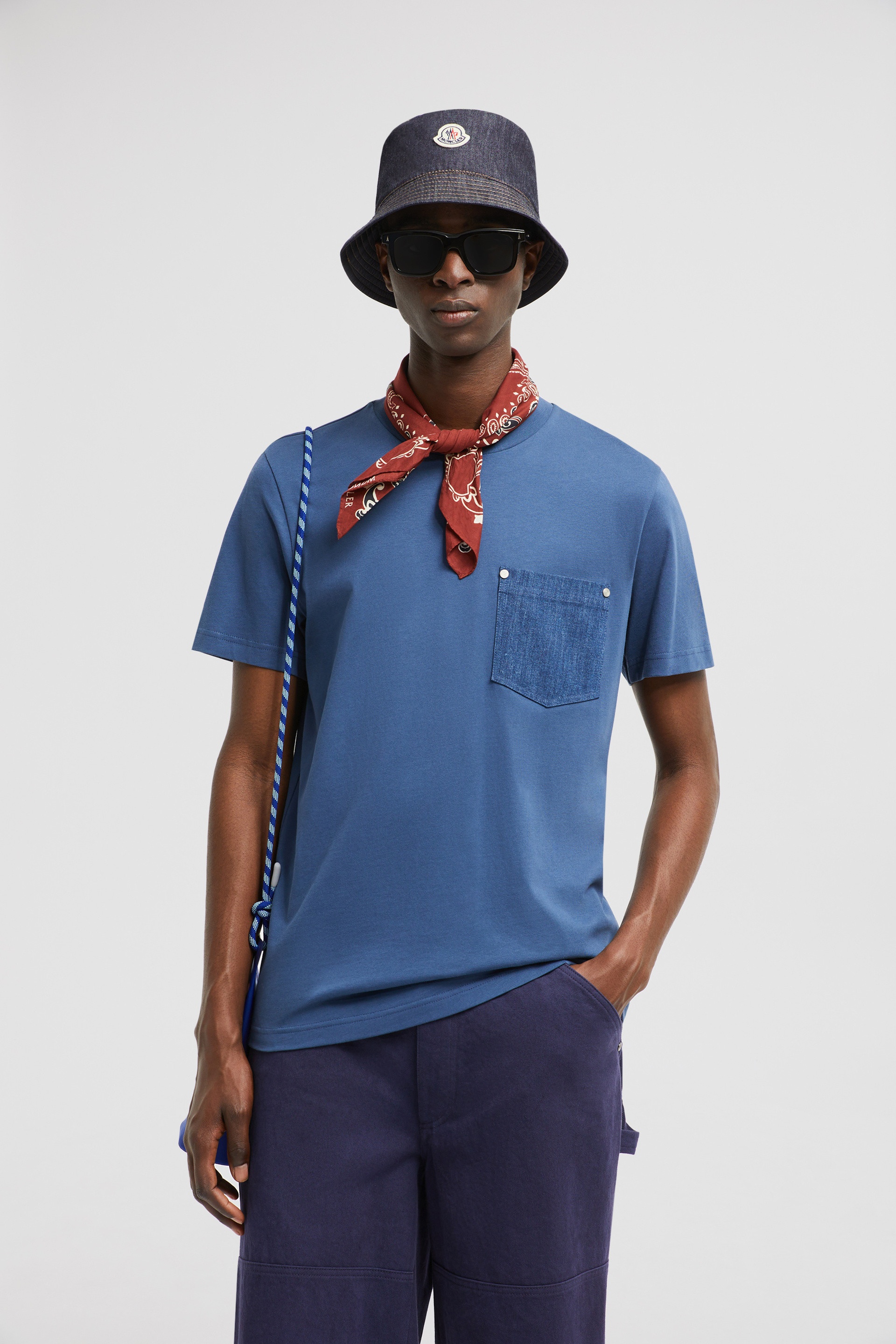 Cotton & Denim T-Shirt with Pocket - 2