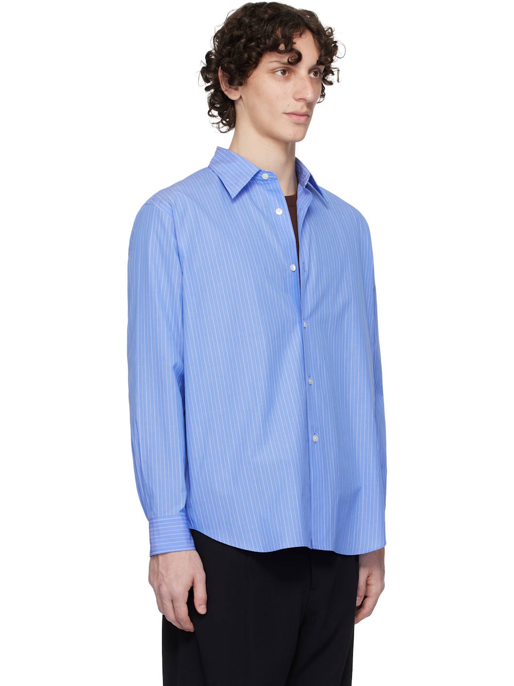 Blue Suvin High Count Cloth Stripe Shirt - 2