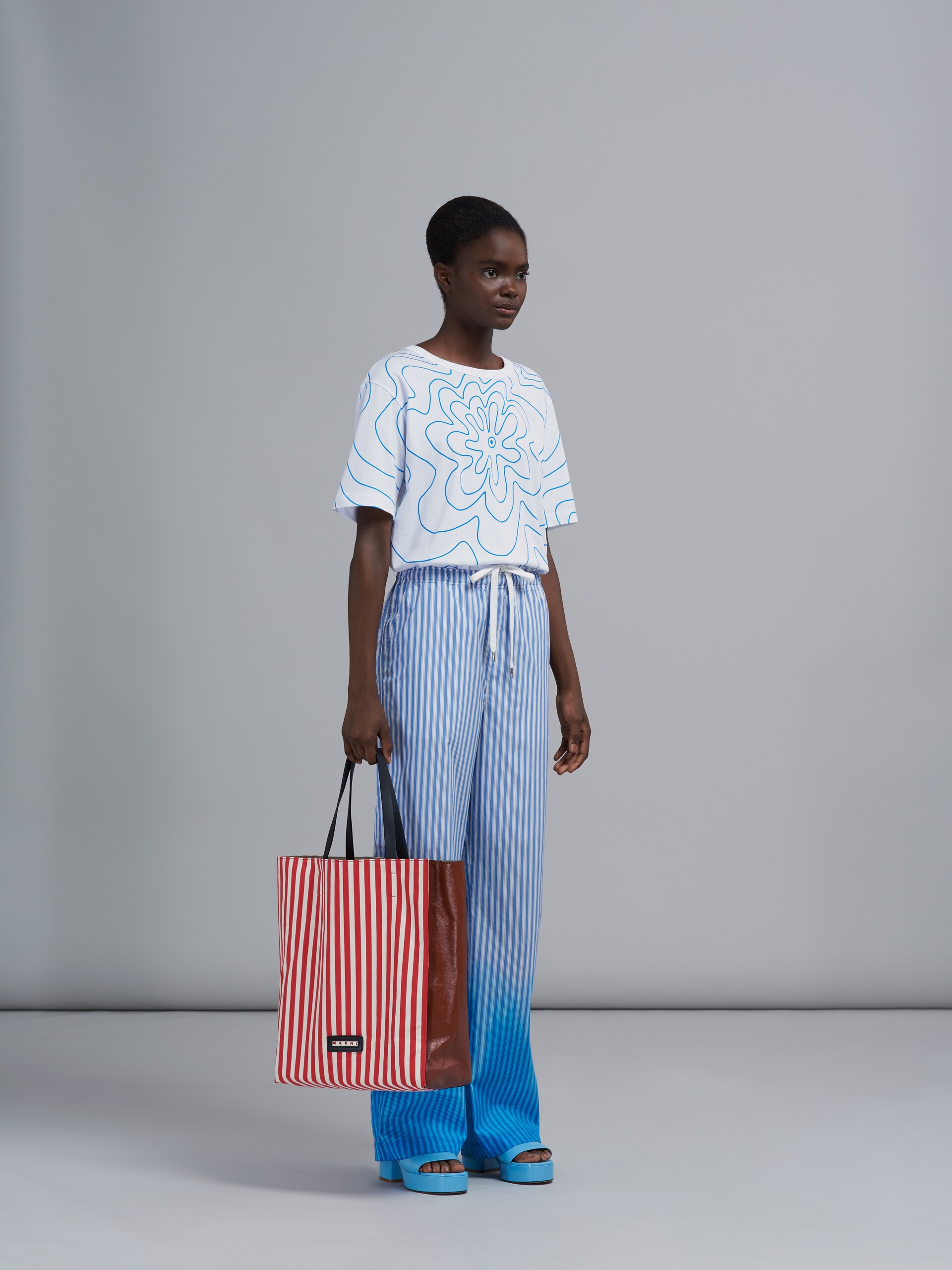 BLUE DIP-DYED POPLIN TROUSERS - 5