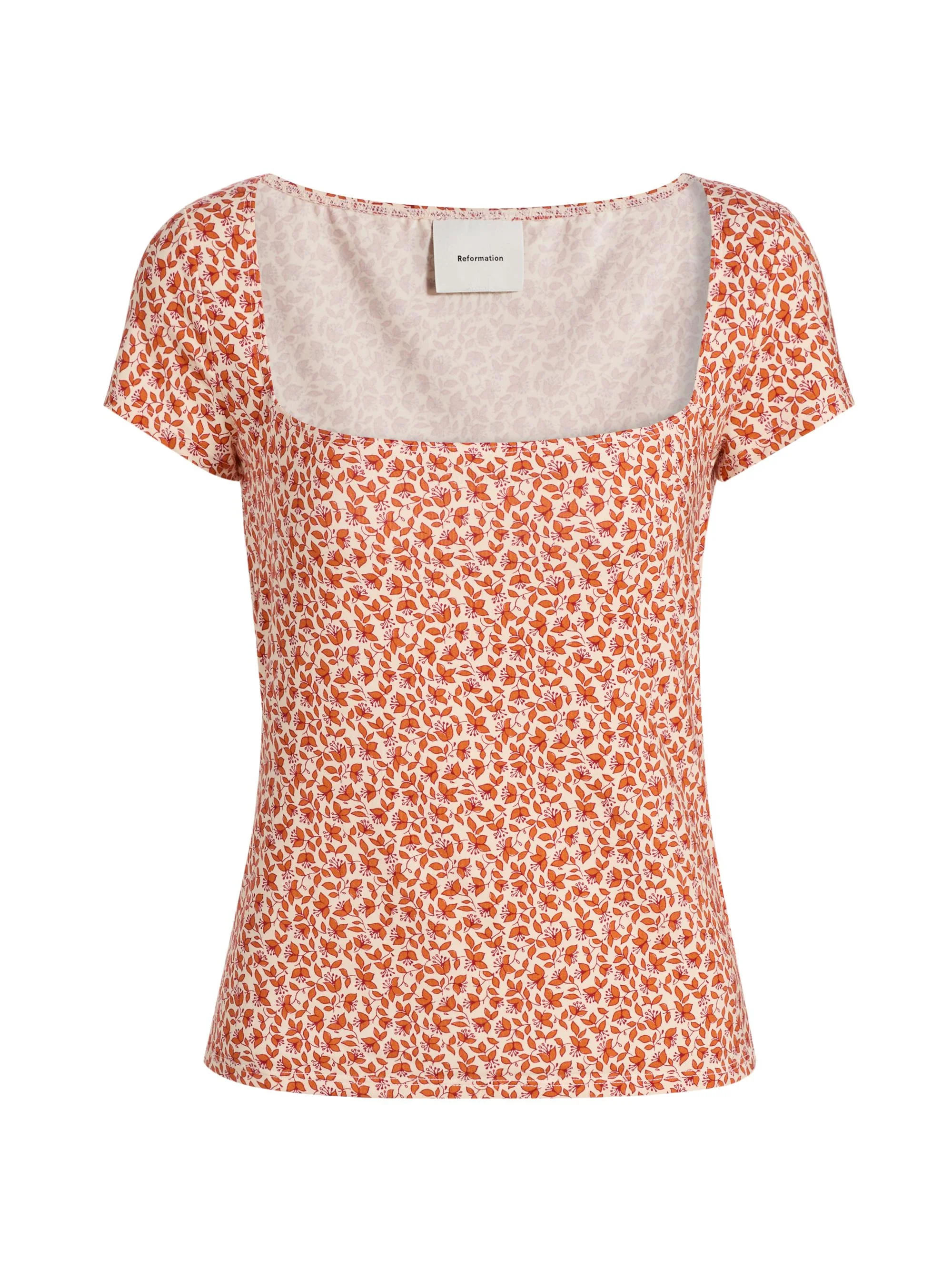 Women's Bardot Floral Square Neck Top - Mulberry - 1