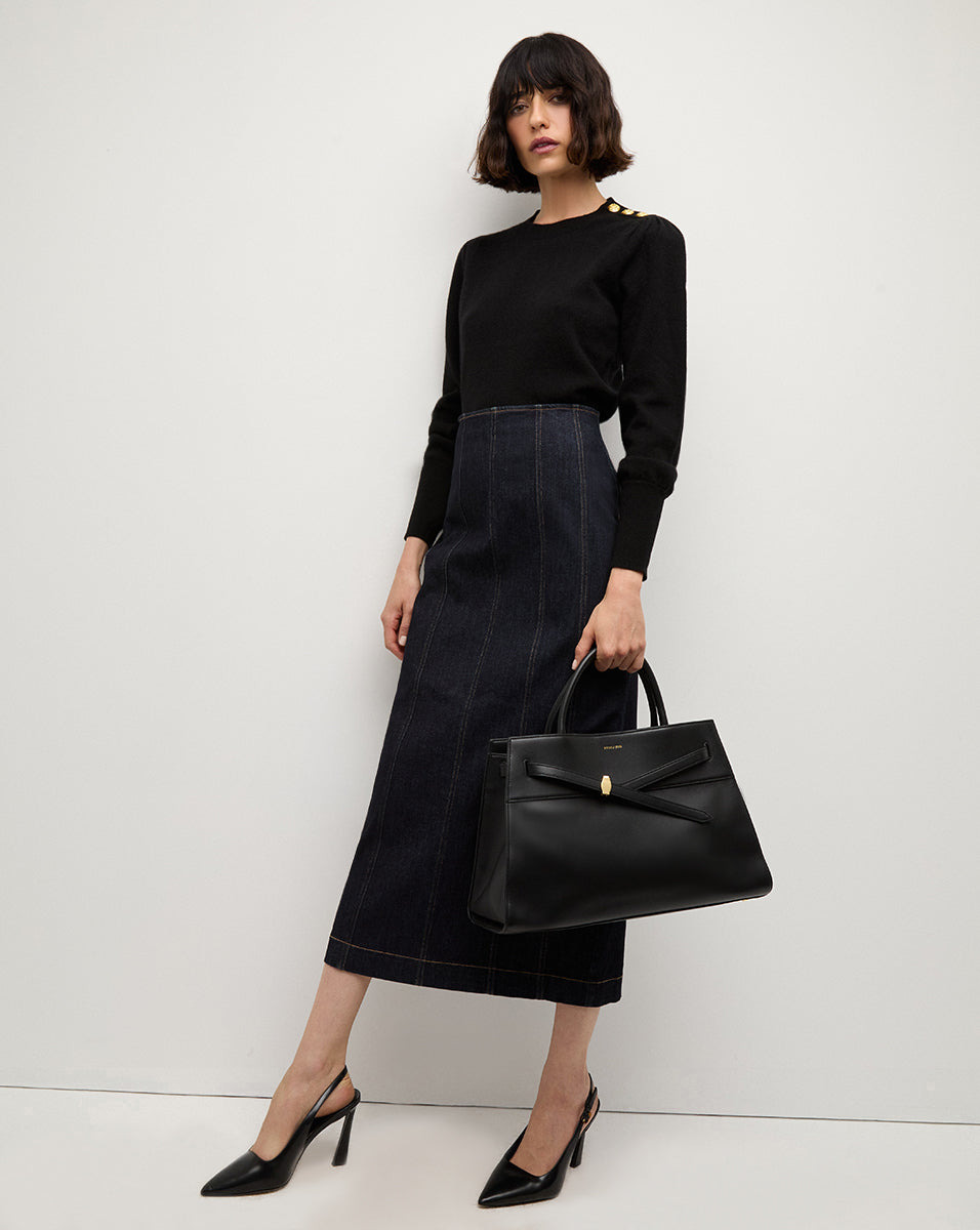 NELIA CASHMERE PULLOVER | BUTTON ACCENT - 3