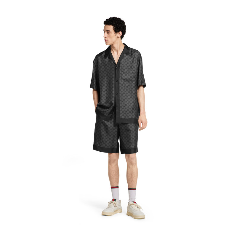 GUCCI Printed silk twill shorts outlook