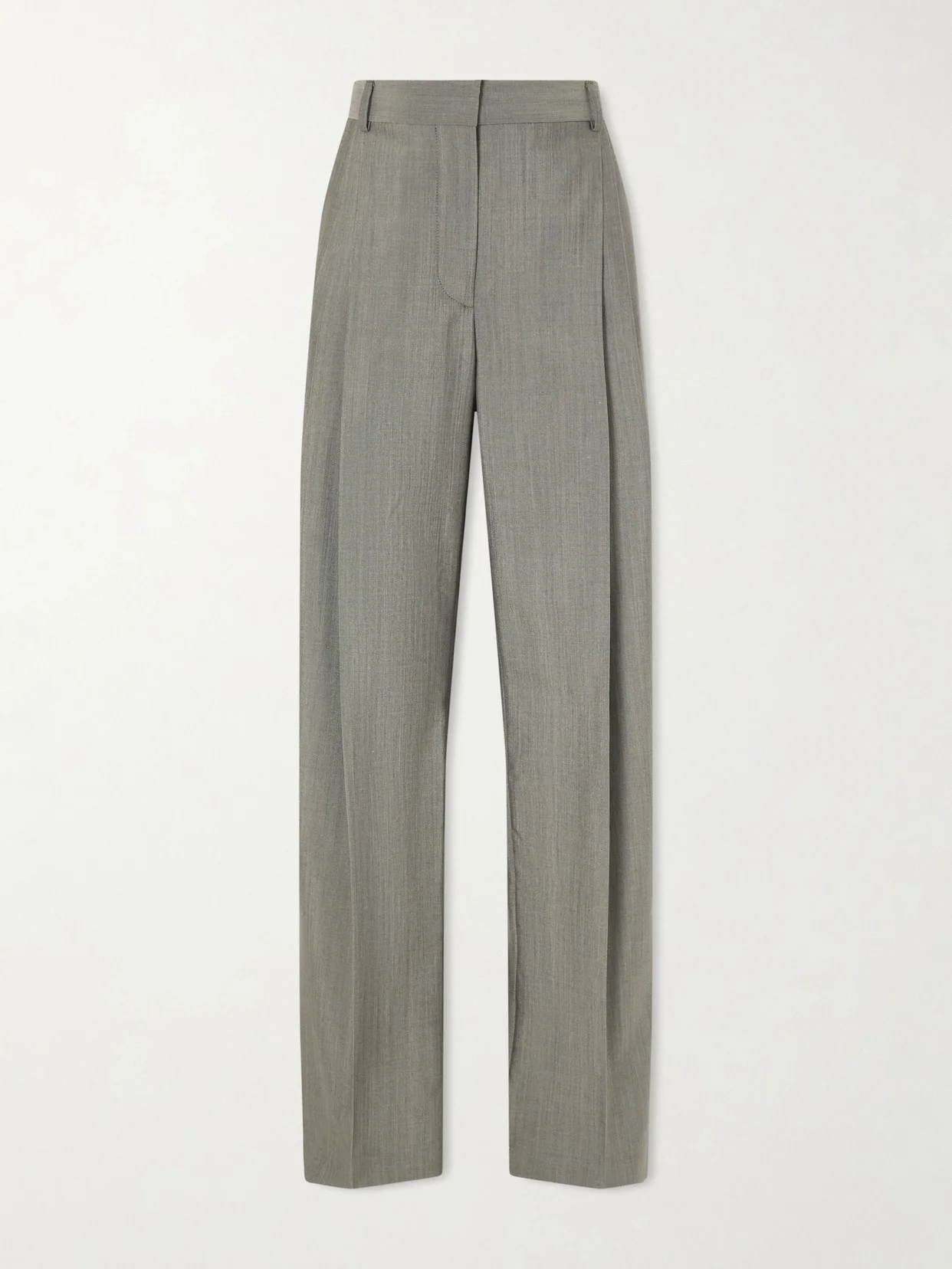 Pleated Wool-blend Straight-leg Pants - 1