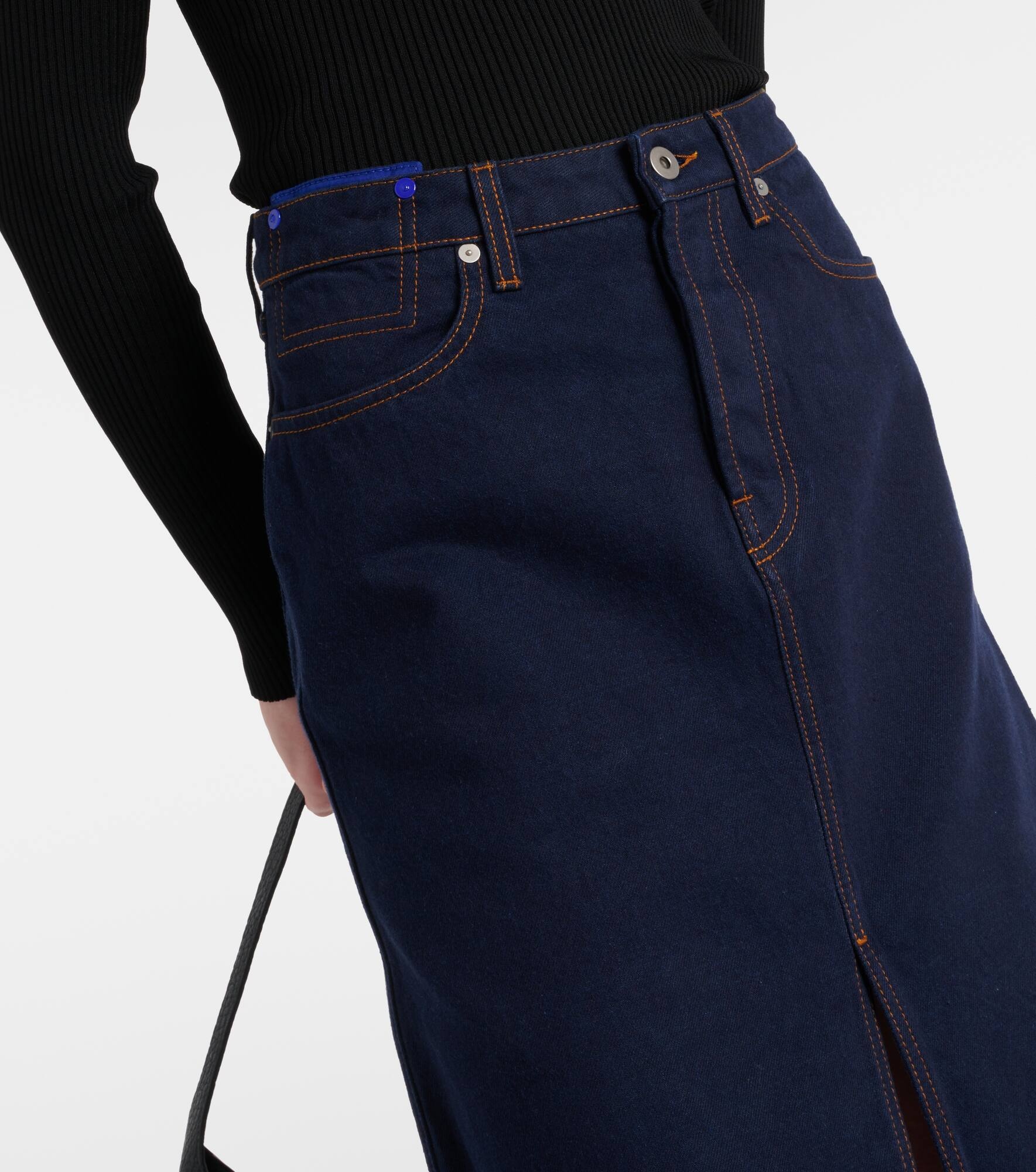 High-rise denim midi skirt - 4