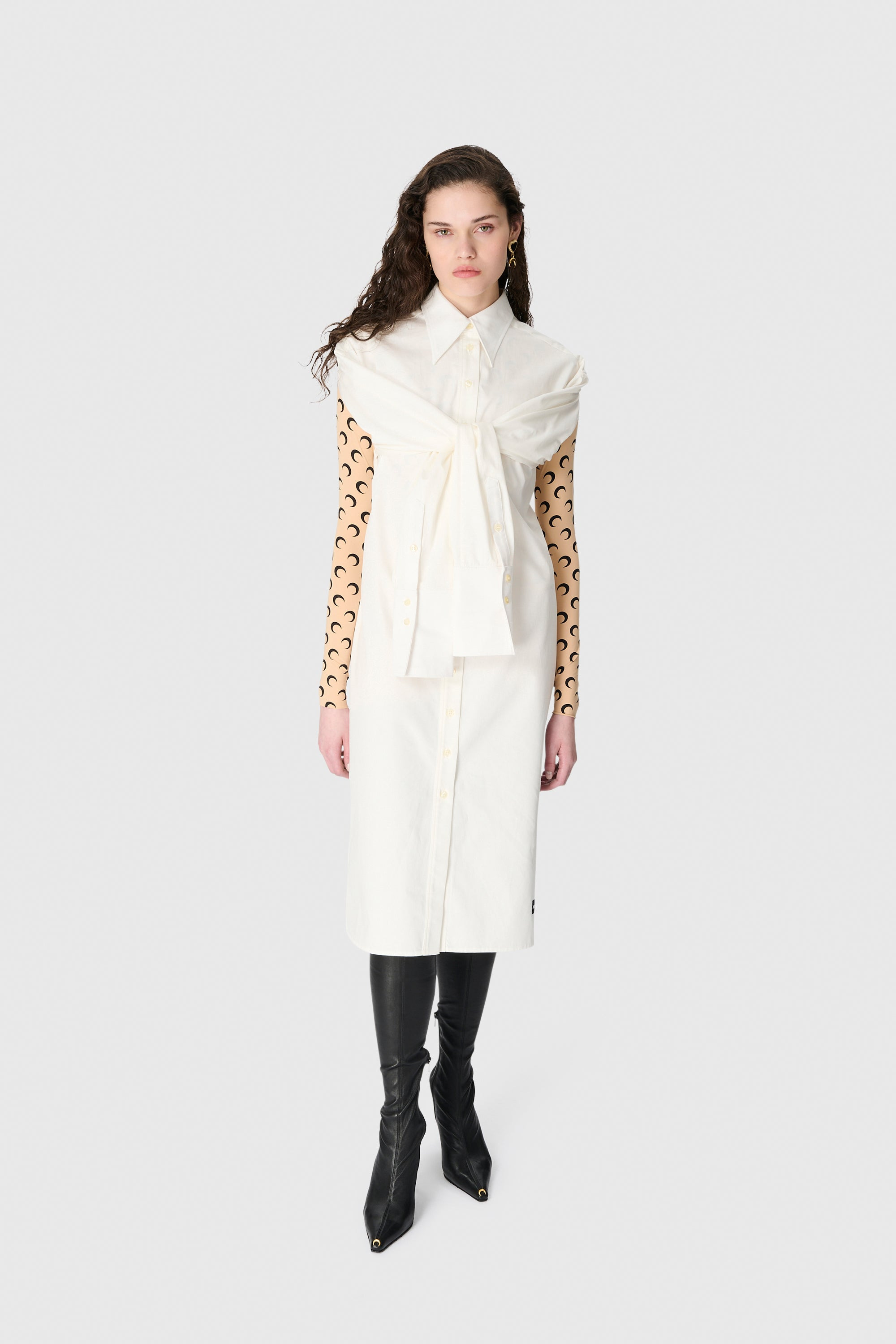 Regenerated Cotton Percale Wrapped Midi Dress - 5