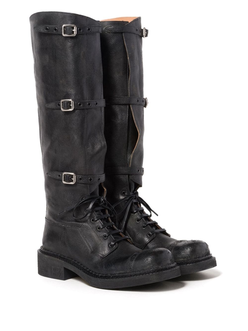 multi-buckle leather boots - 2