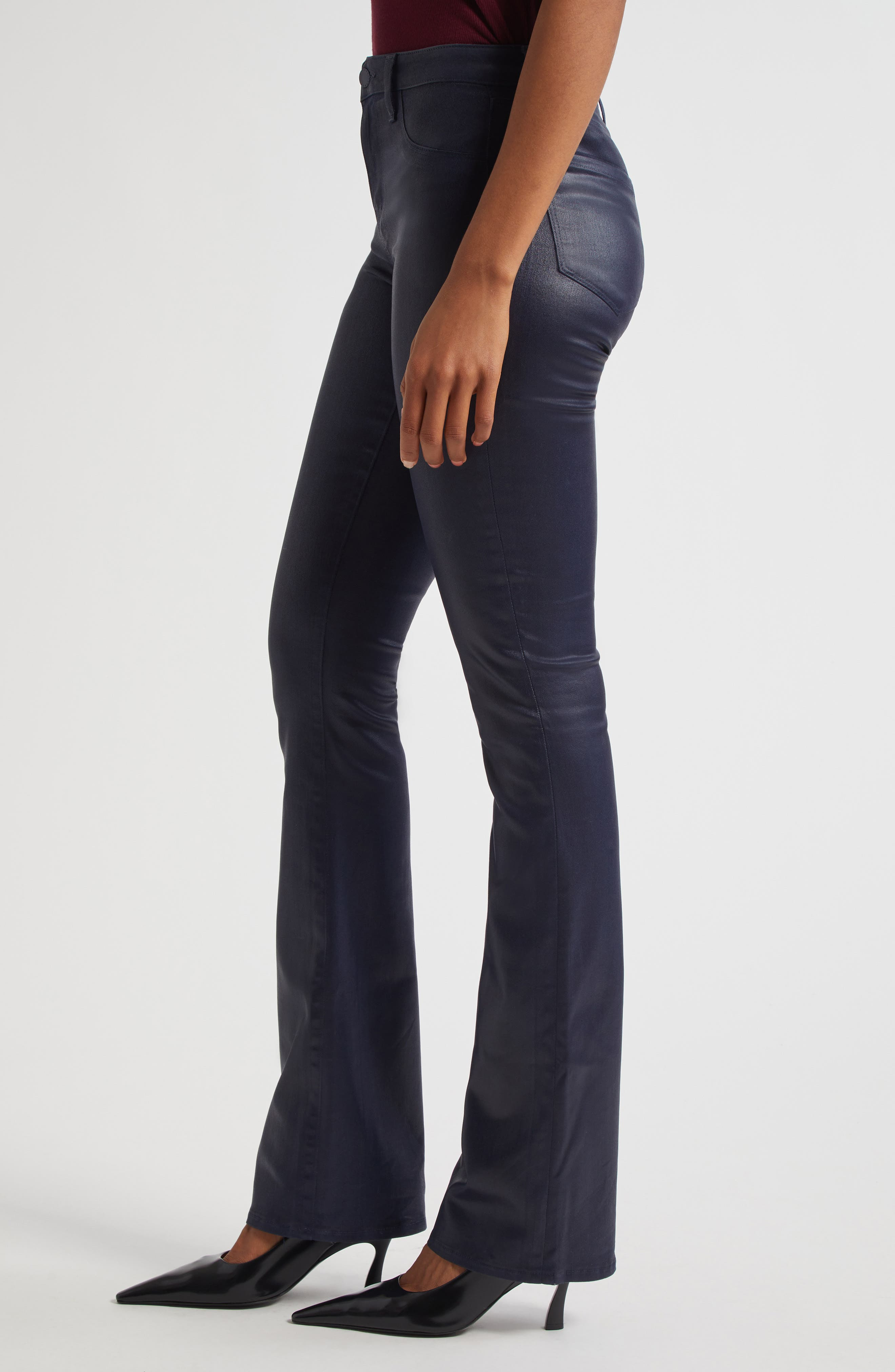 L'AGENCE Selma High Waist Baby Boot Jeans in Deep Midnight Coated at Nordstrom - 4