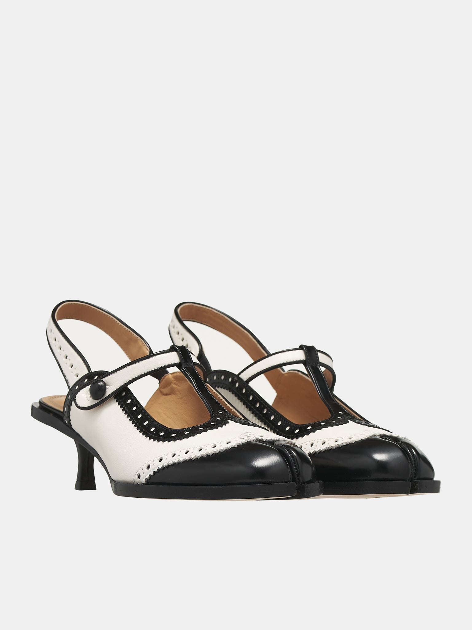 Brogued Leather Slingback Tabis - 2