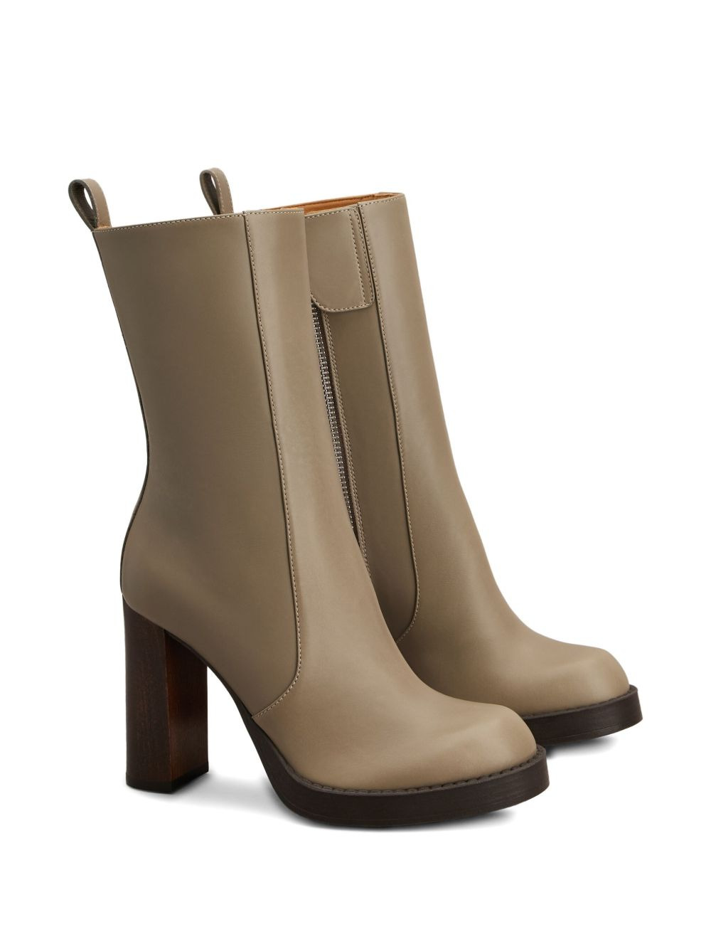 leather zip-detail block-heel boots - 2
