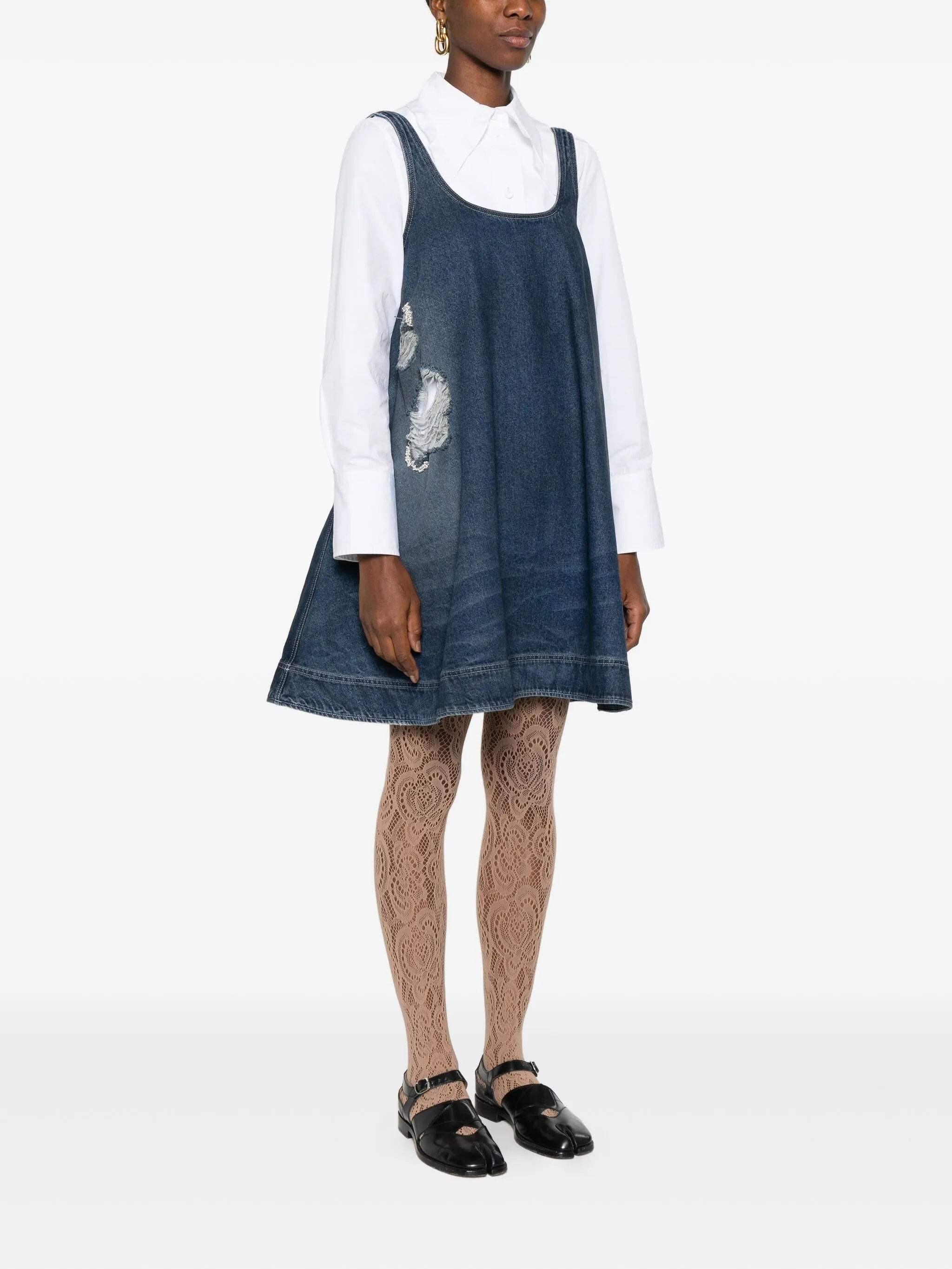 Simone Rocha Distressed-effect Denim Mini Dress - 3