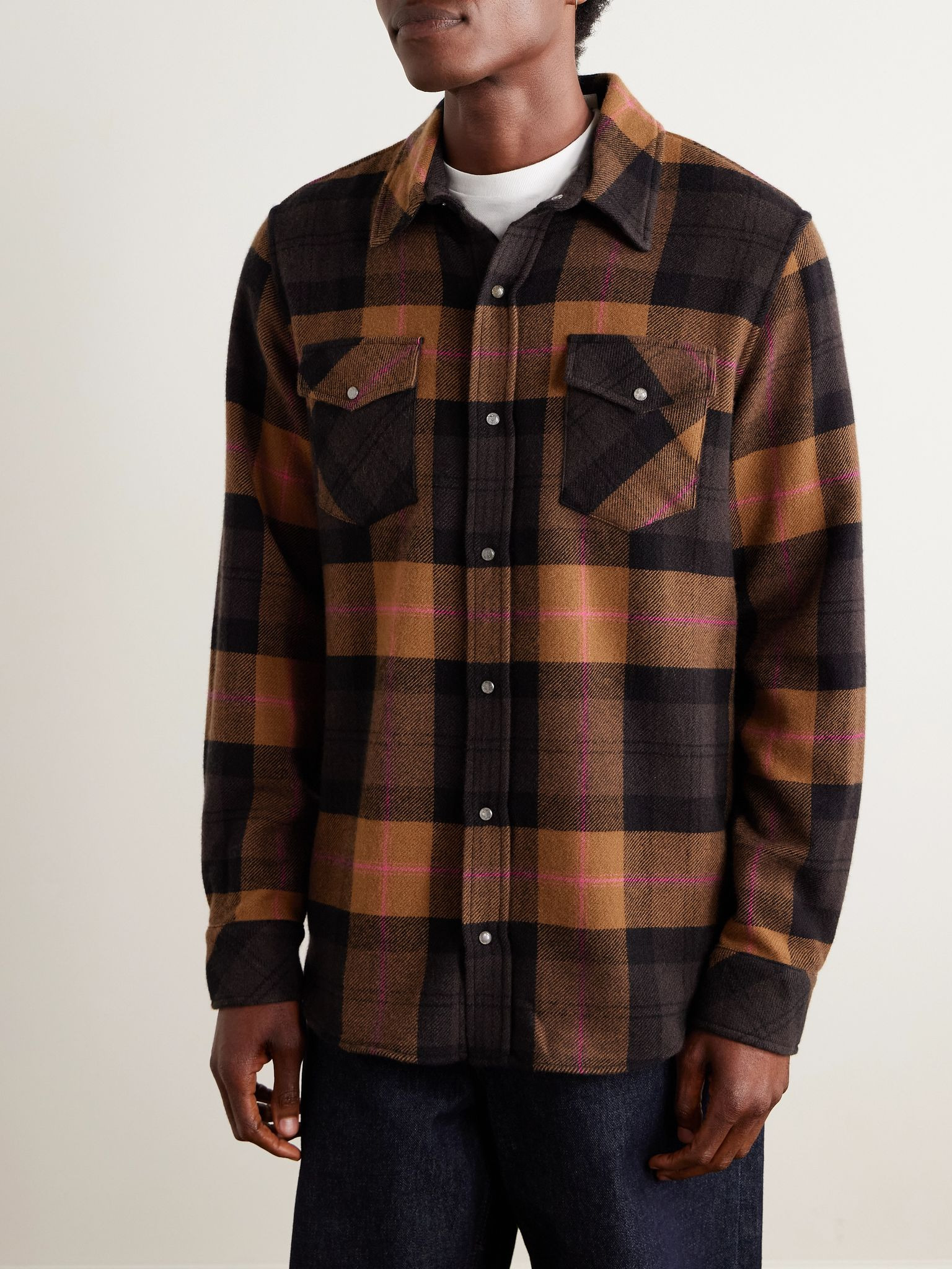 Checked Cashmere Shirt Orange - 3