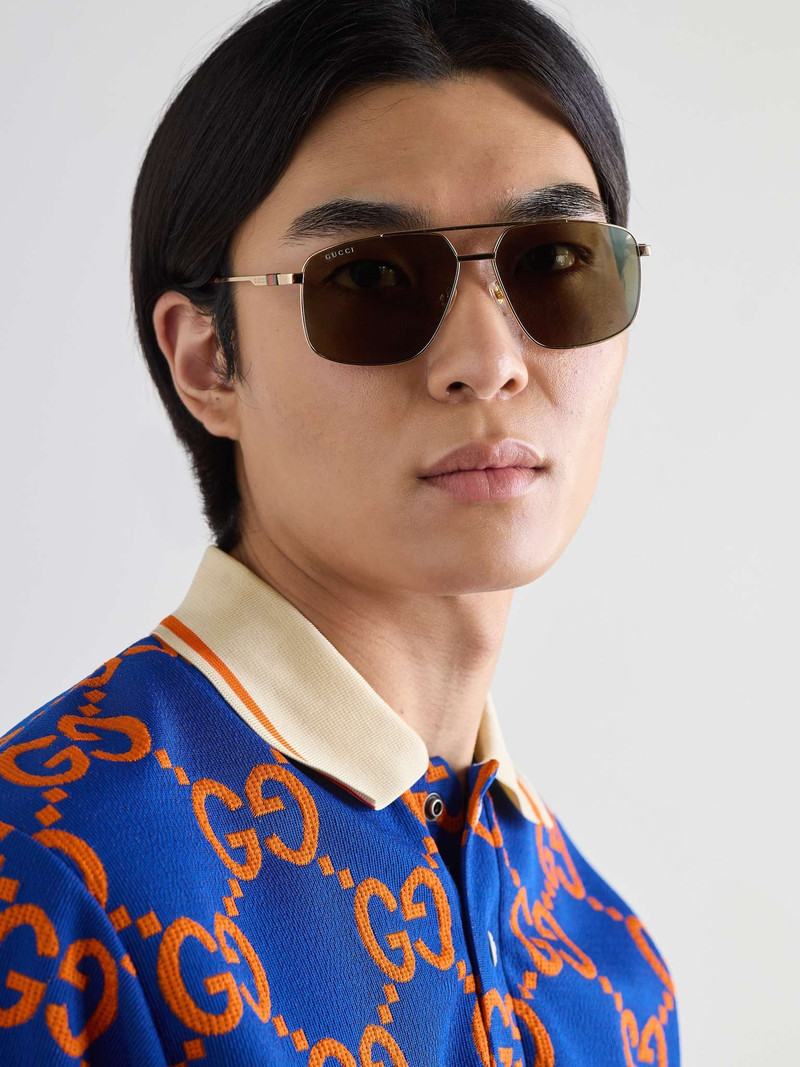 GUCCI Navigator Aviator-Style Gold-Tone Sunglasses outlook