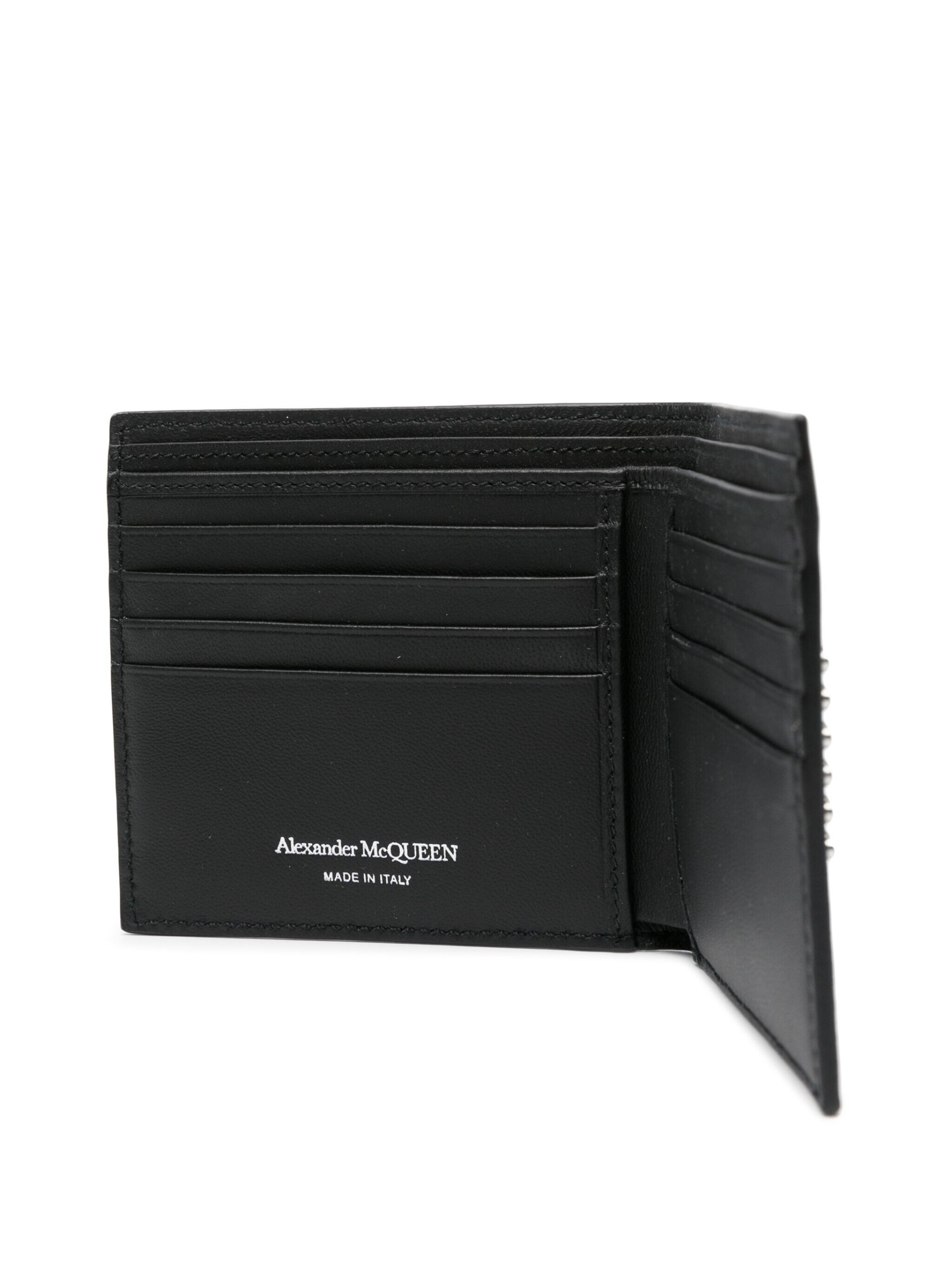 black studded bi-fold leather wallet - 3