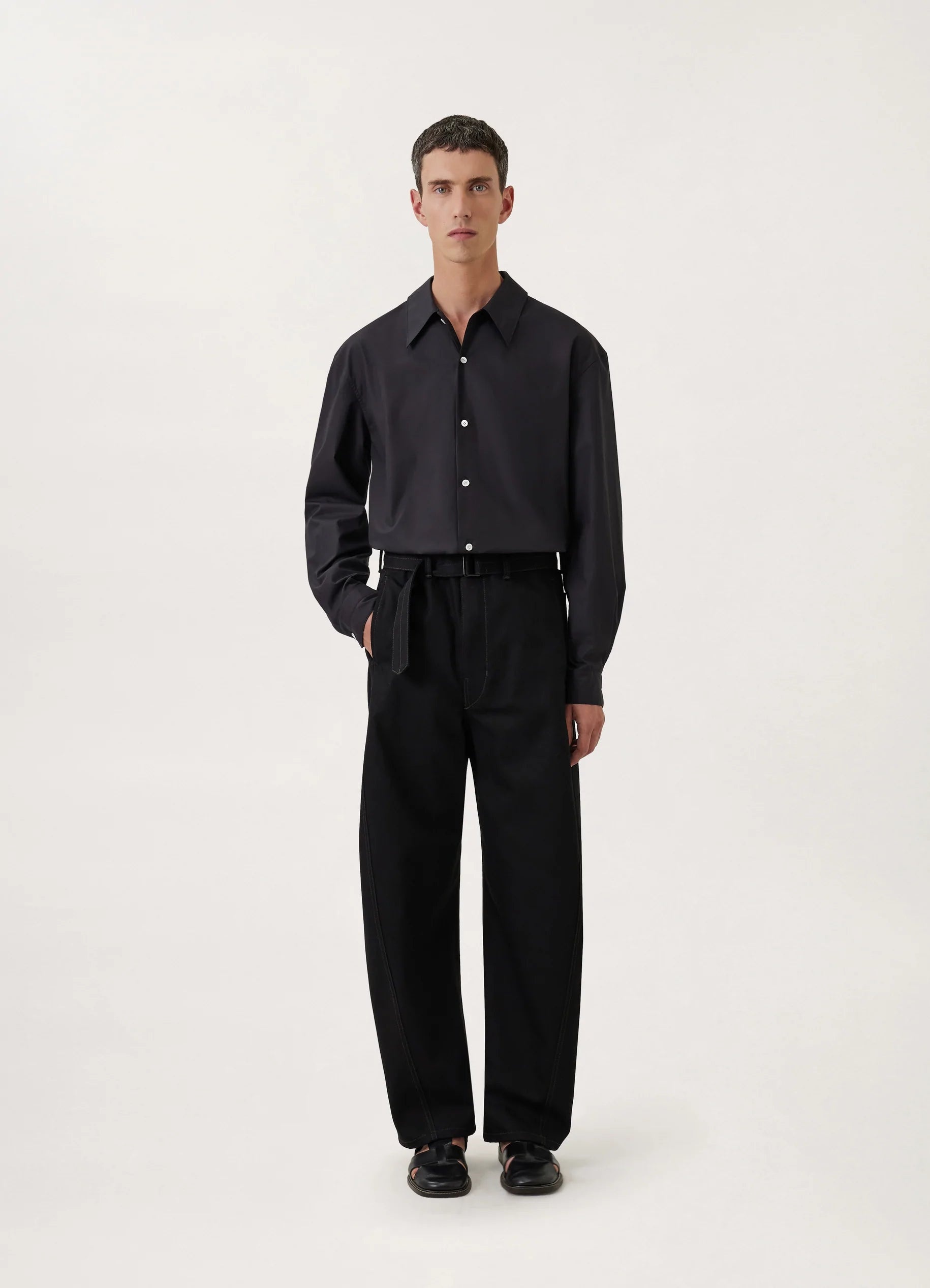 Lemaire TWISTED BELTED PANTS HEAVY BLACK DENIM | REVERSIBLE