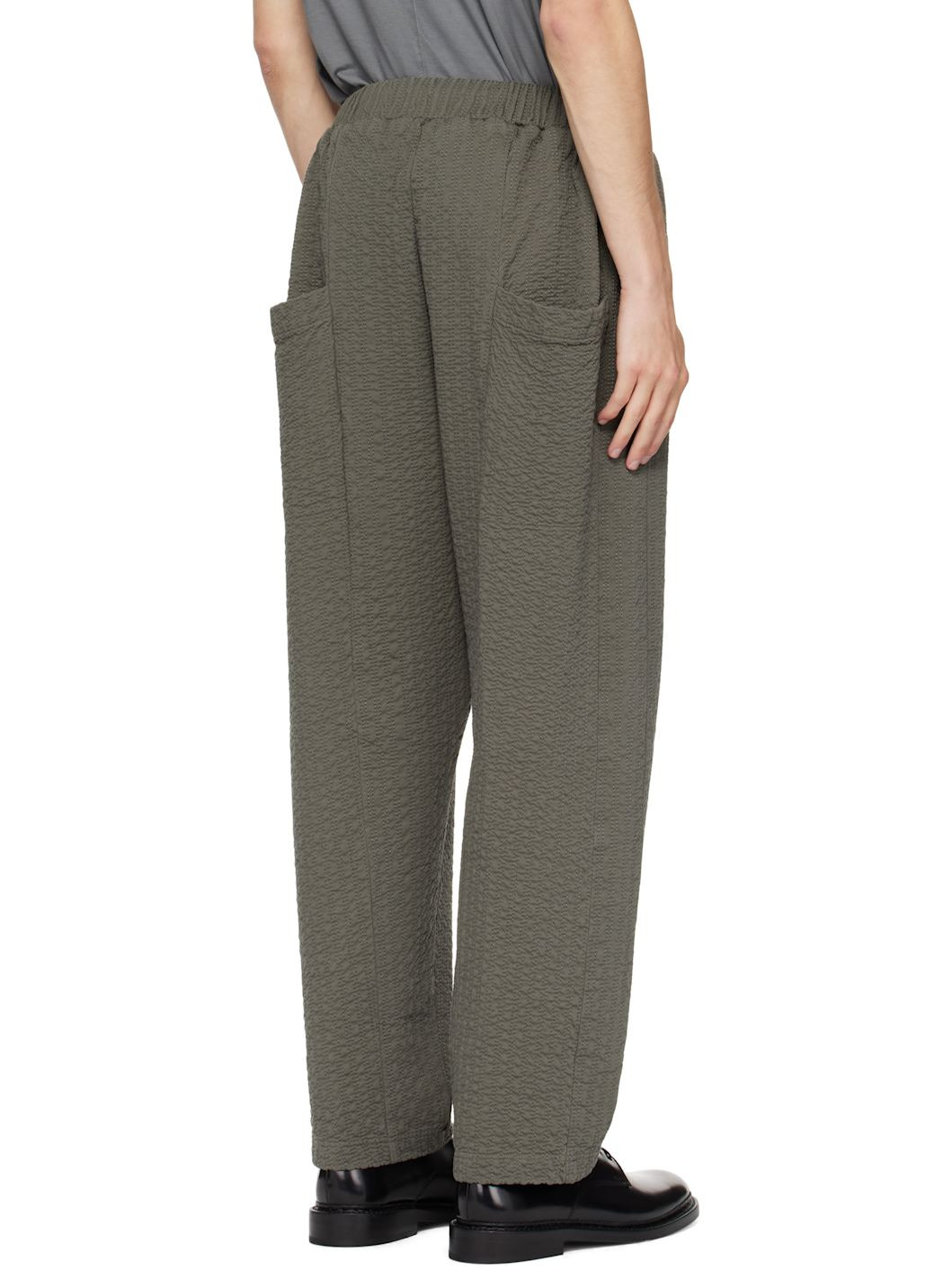Khaki Embroidered Linestitch Trousers - 3