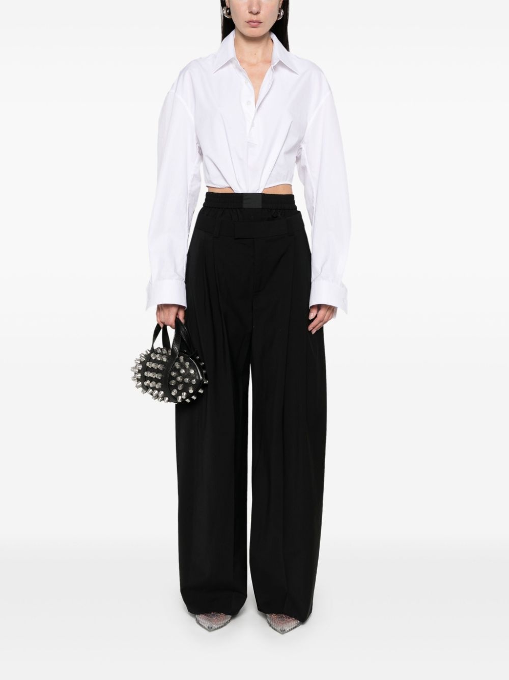 boxer-detailed wide-leg trousers - 2