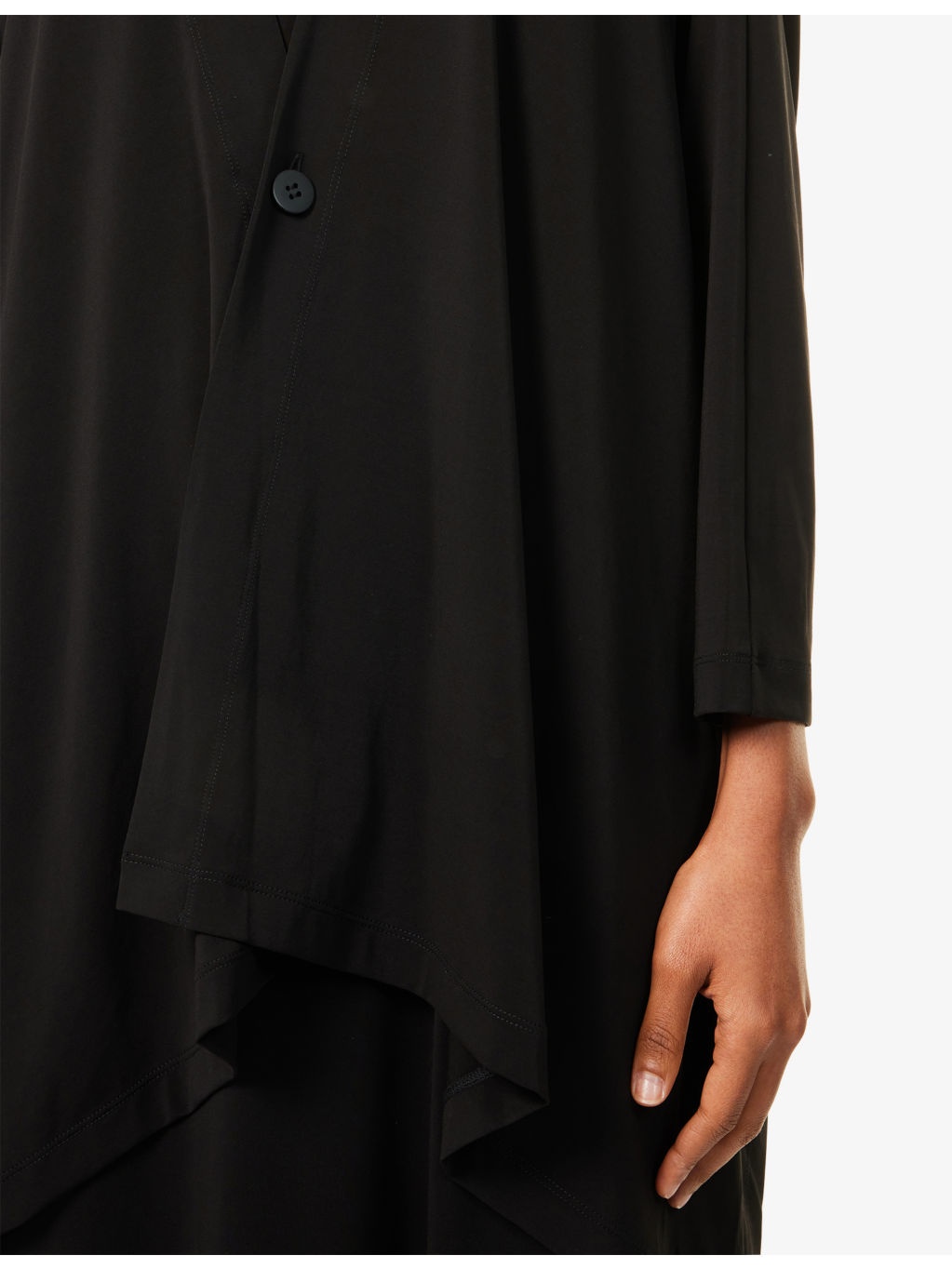 Asymmetric V-Neck Woven Cardigan - 6
