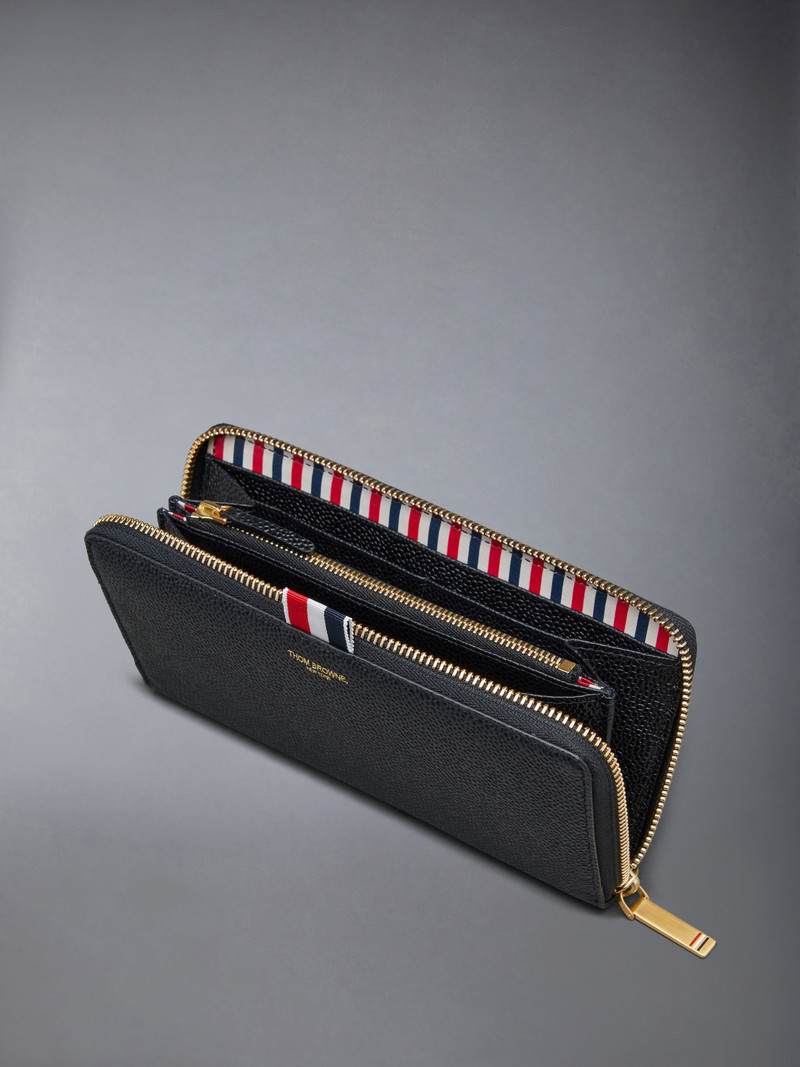 Pebble Grain Leather Slim Long Ziparound Purse 4