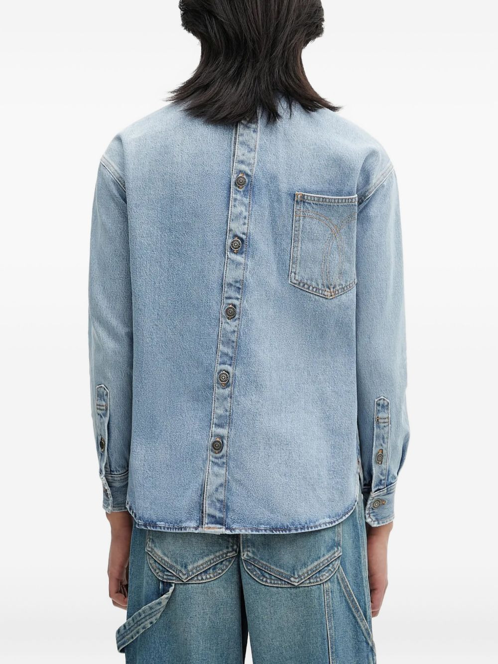 open-back denim shirt - 4