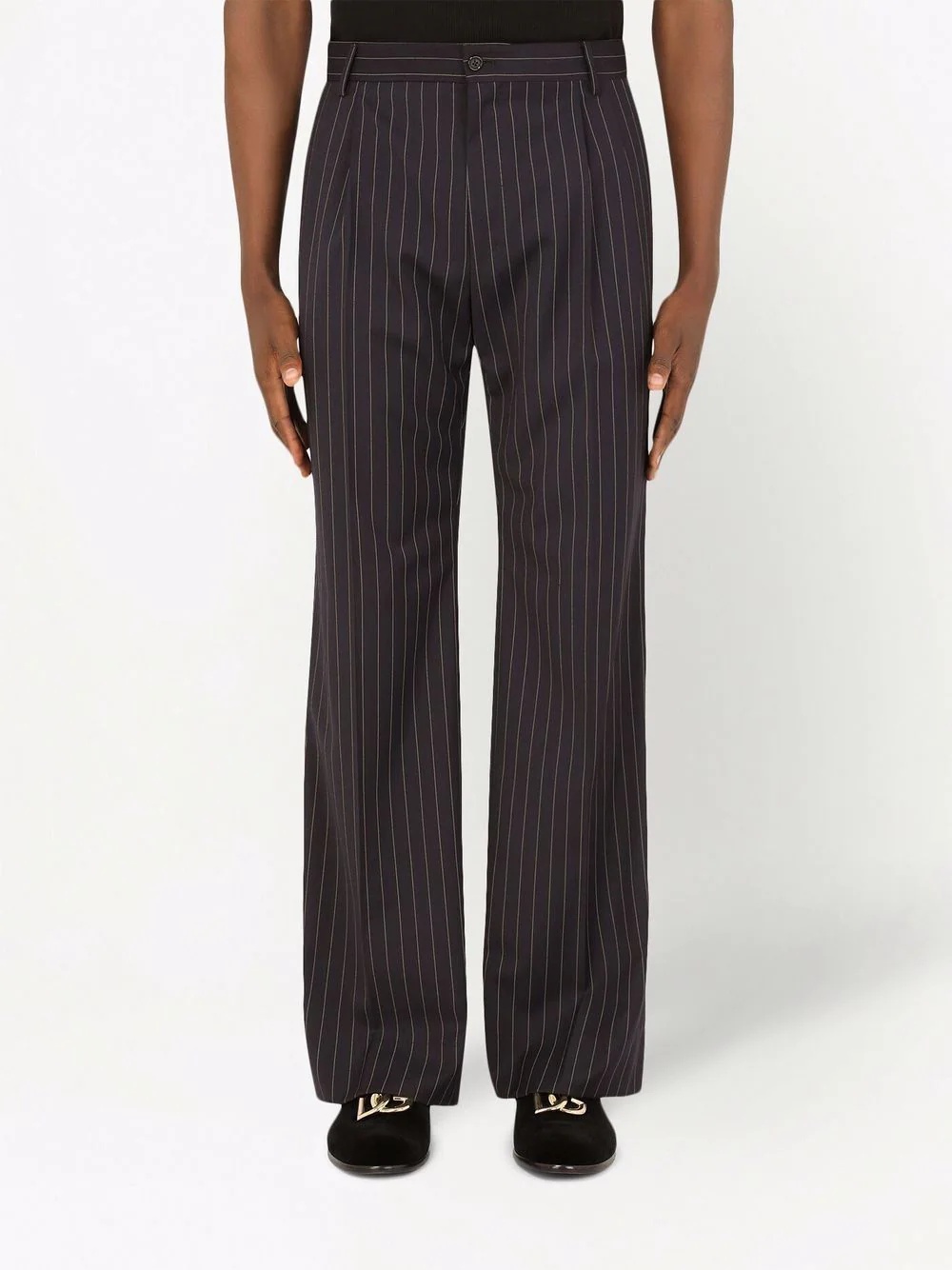 pinstripe straight leg trousers - 3