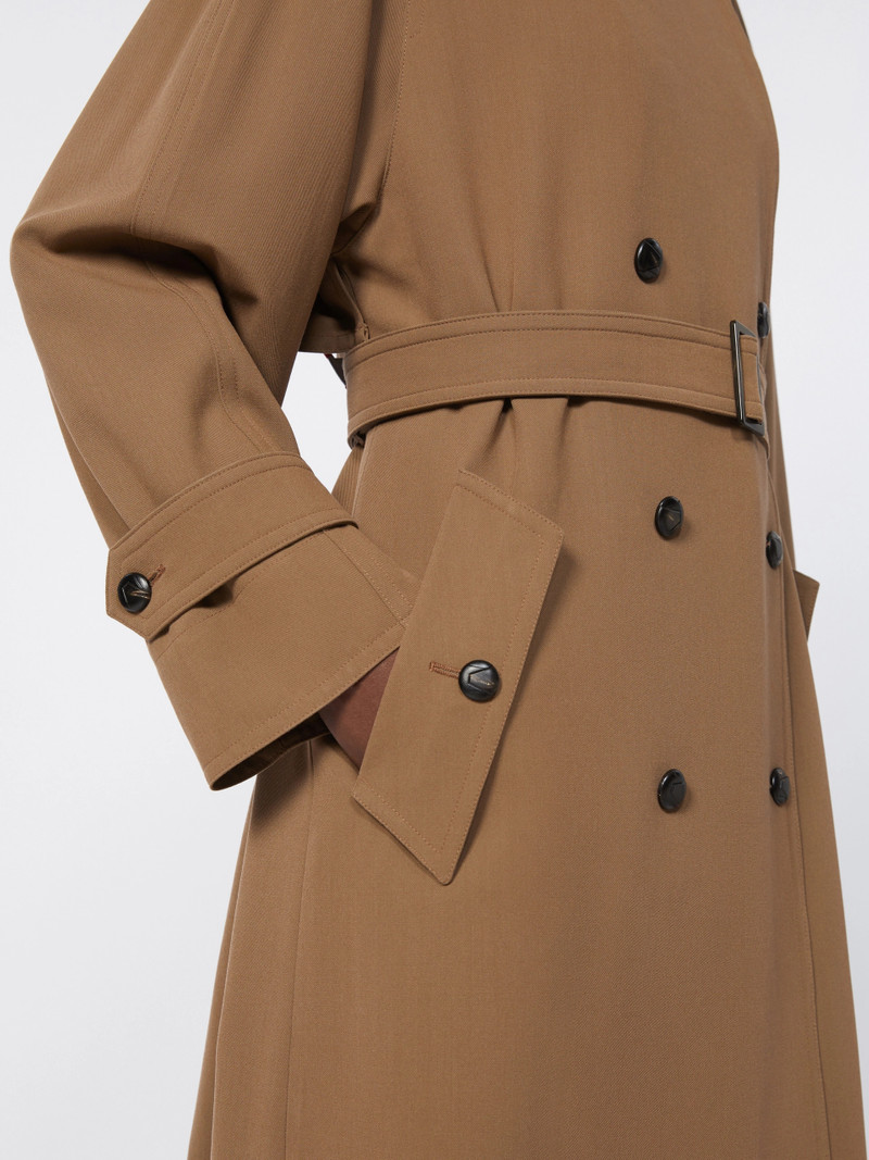 Water-repellent wool gabardine trench coat - BROWN 6