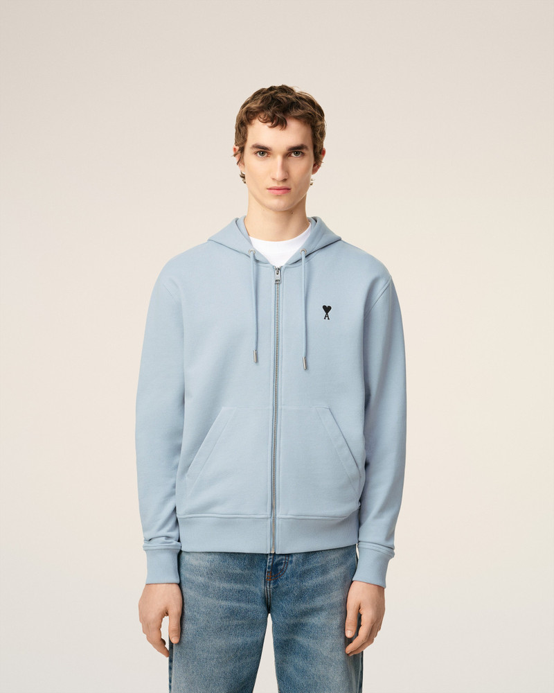 BLUE COTTON ZIPPED AMI DE COEUR HOODIE 3