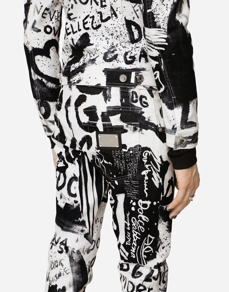White skinny jeans with graffiti print - 5