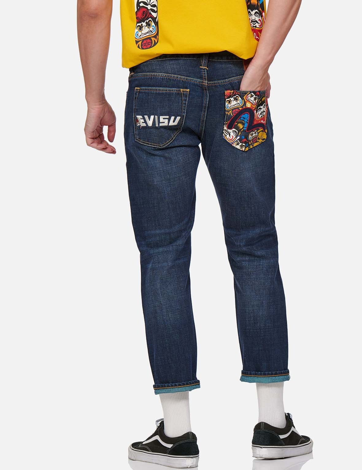 DARUMA AND LOGO CROPPED SLIM STRAIGHT FIT JEANS #2010 - 3