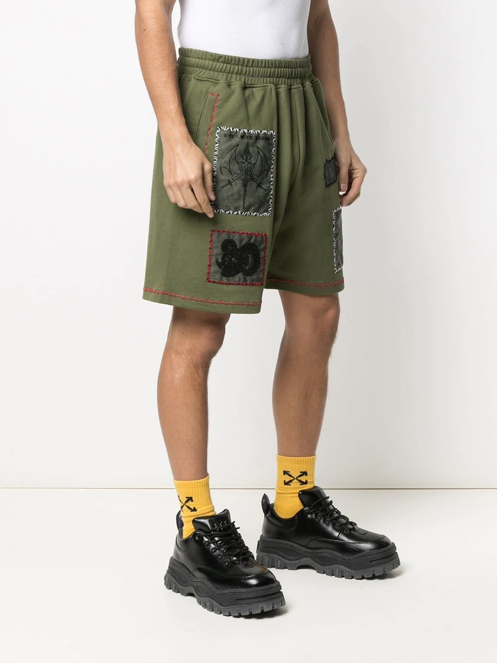 patch-detailed track shorts - 4