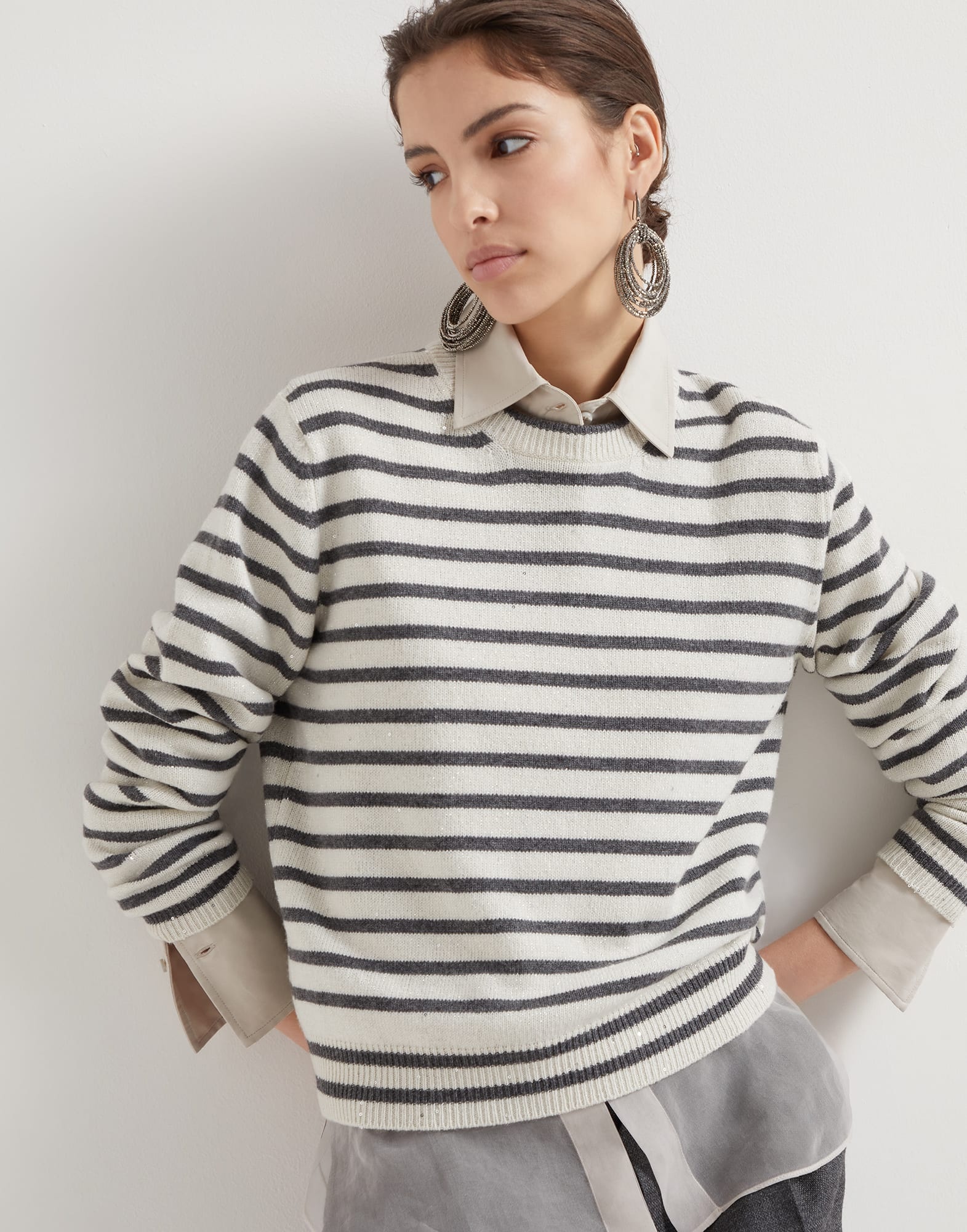 Cashmere, virgin wool and silk Sparkling & Dazzling striped sweater - 4