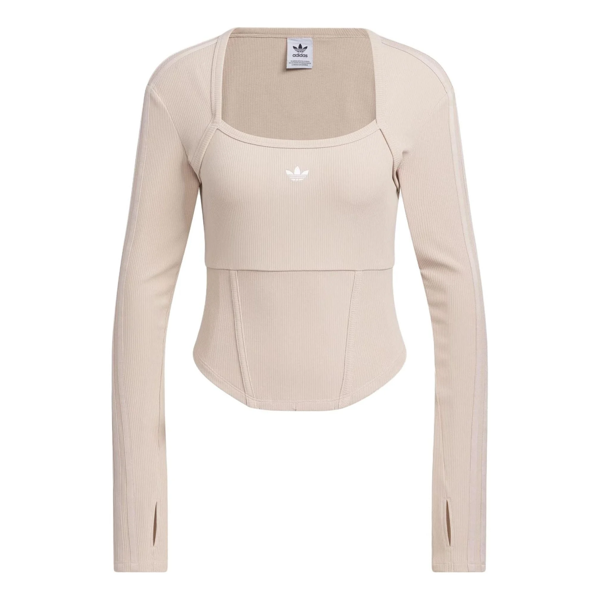 (WMNS) adidas originals Corset Long Sleeve Shirt 'Taupe' IX1911 - 1